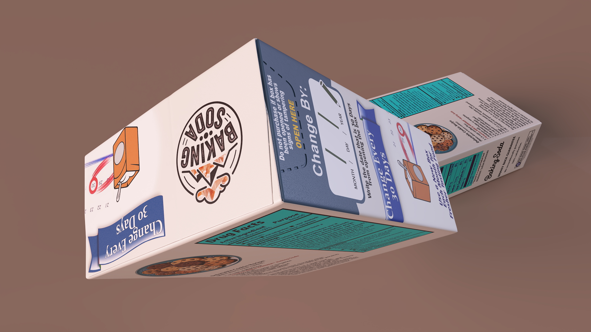 3D Baking Soda Package Mockup