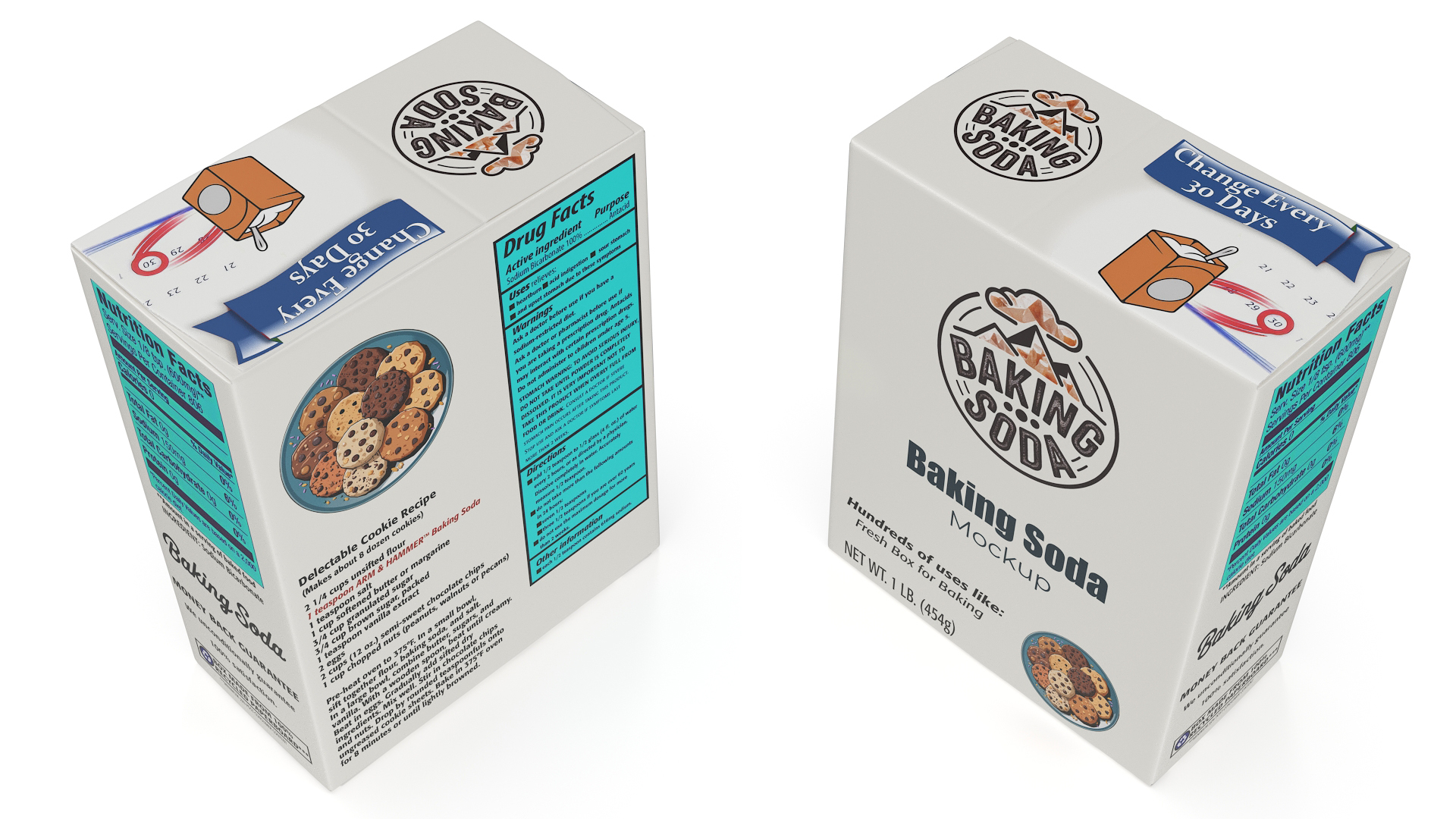 3D Baking Soda Package Mockup