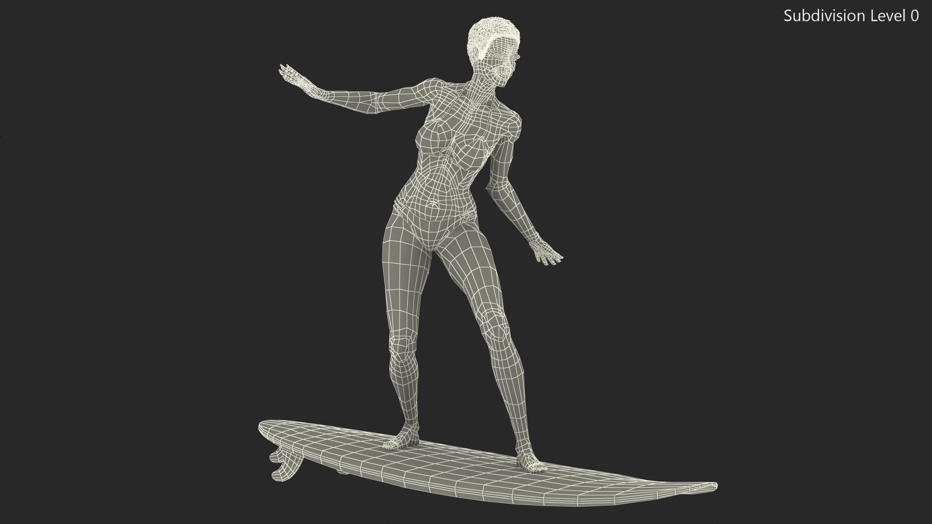 Black Woman On Surfboard 3D model