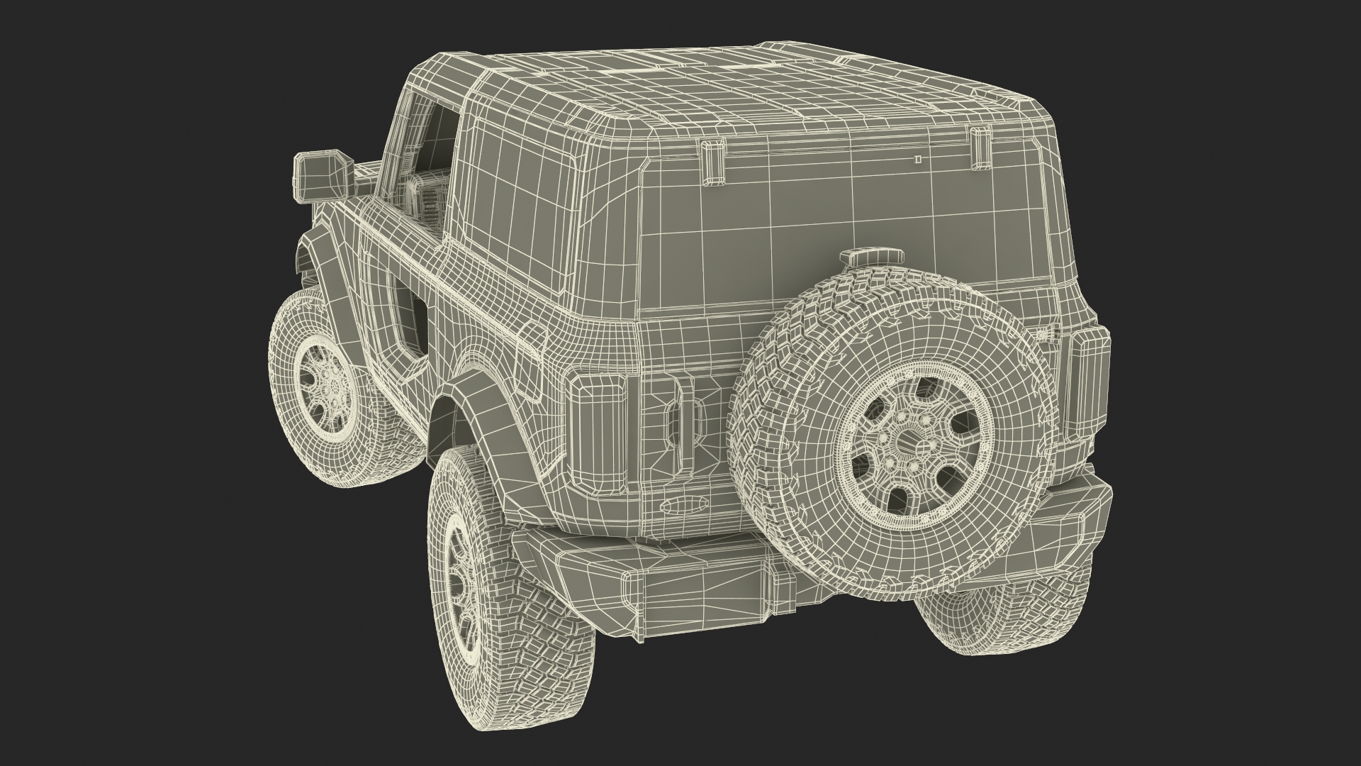 3D Ford Bronco Two Door Yellow 4X4 Rigged model