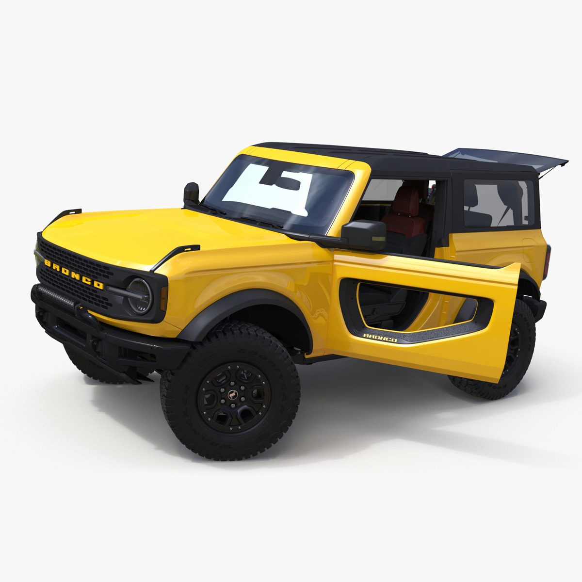3D Ford Bronco Two Door Yellow 4X4 Rigged model