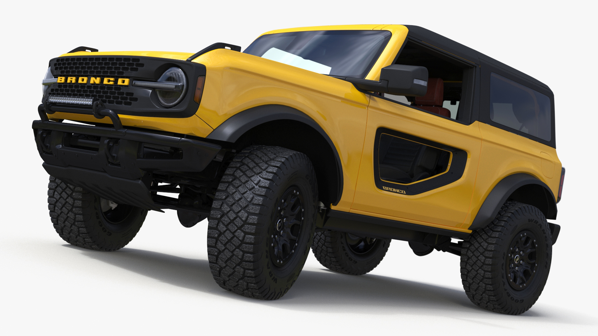 3D Ford Bronco Two Door Yellow 4X4 Rigged model