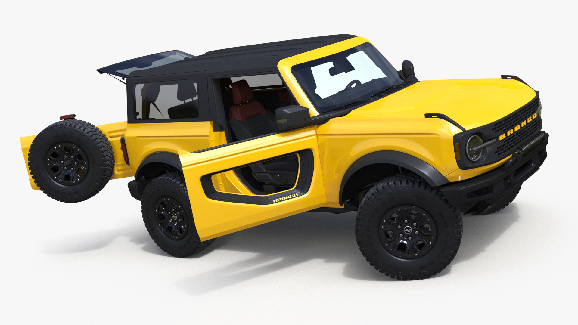 3D Ford Bronco Two Door Yellow 4X4 Rigged model