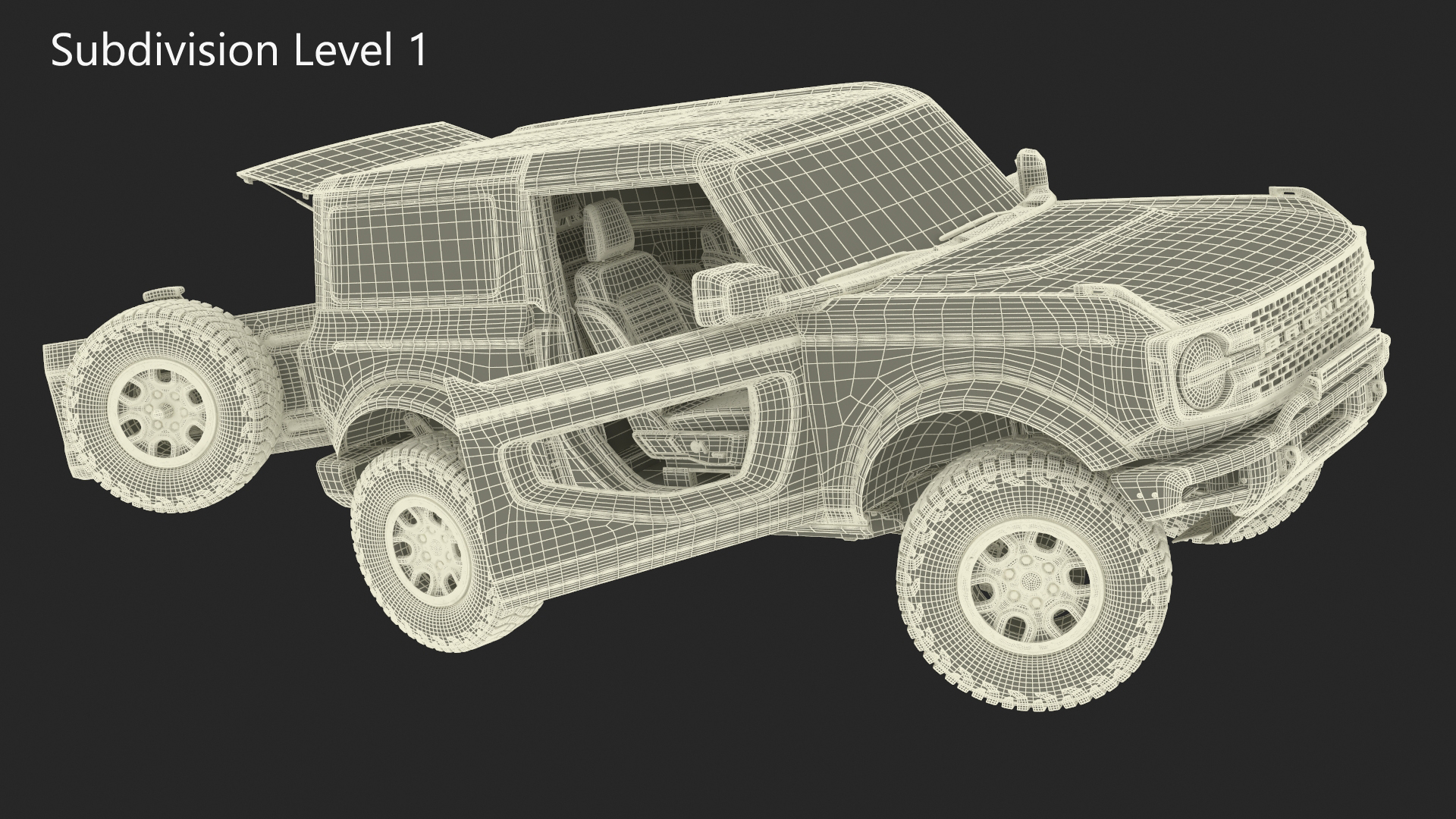 3D Ford Bronco Two Door Yellow 4X4 Rigged model