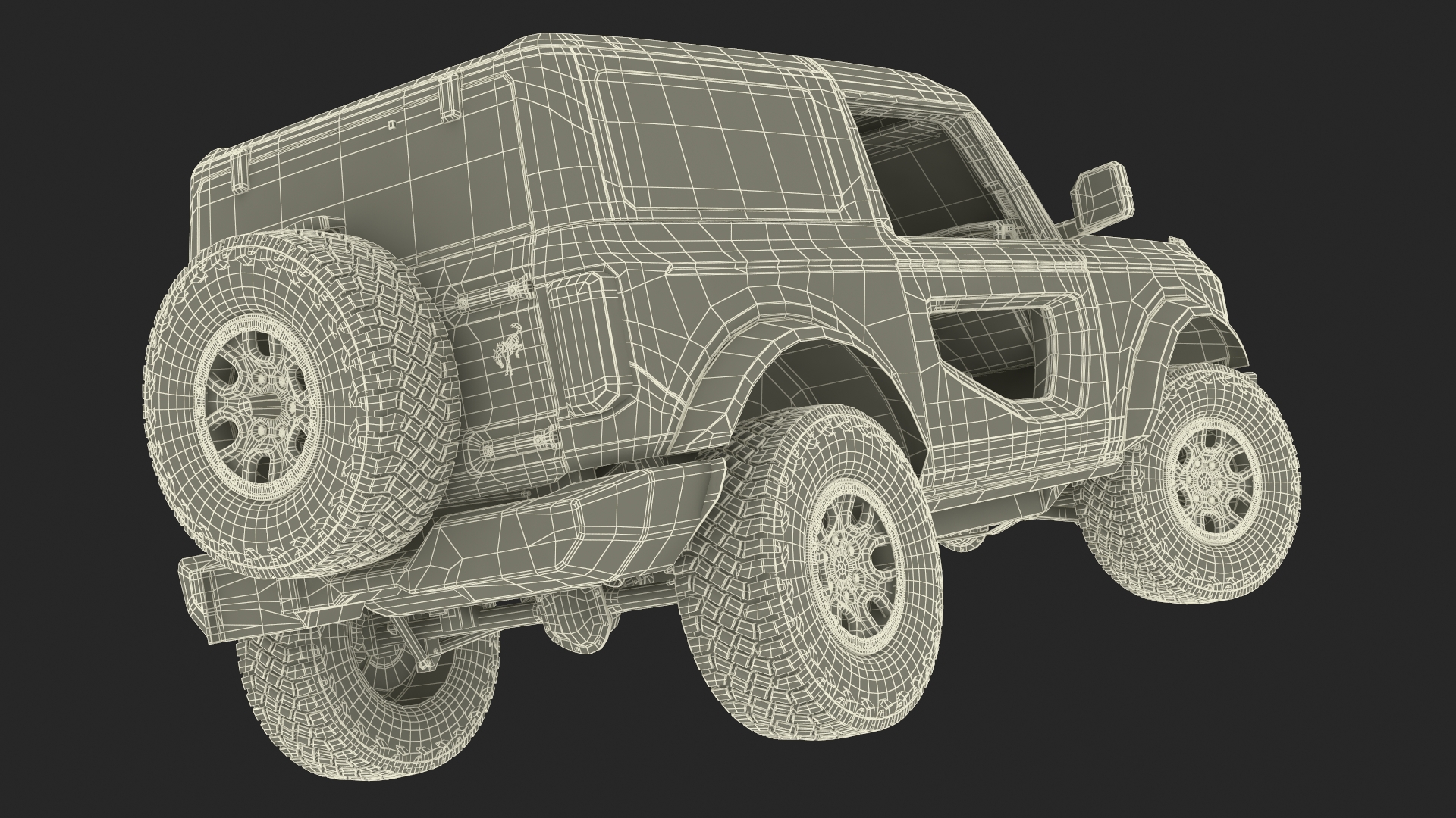 3D Ford Bronco Two Door Yellow 4X4 Rigged model