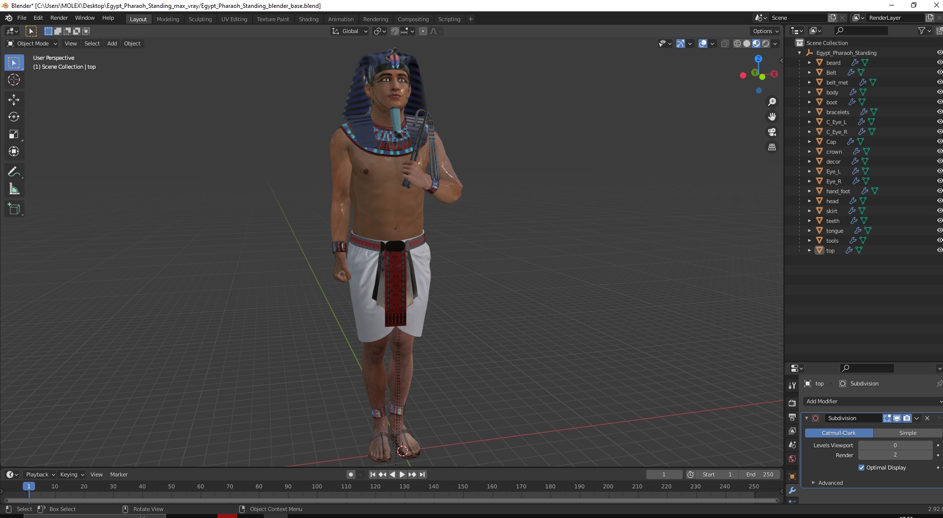 Egypt Pharaoh Standing 3D