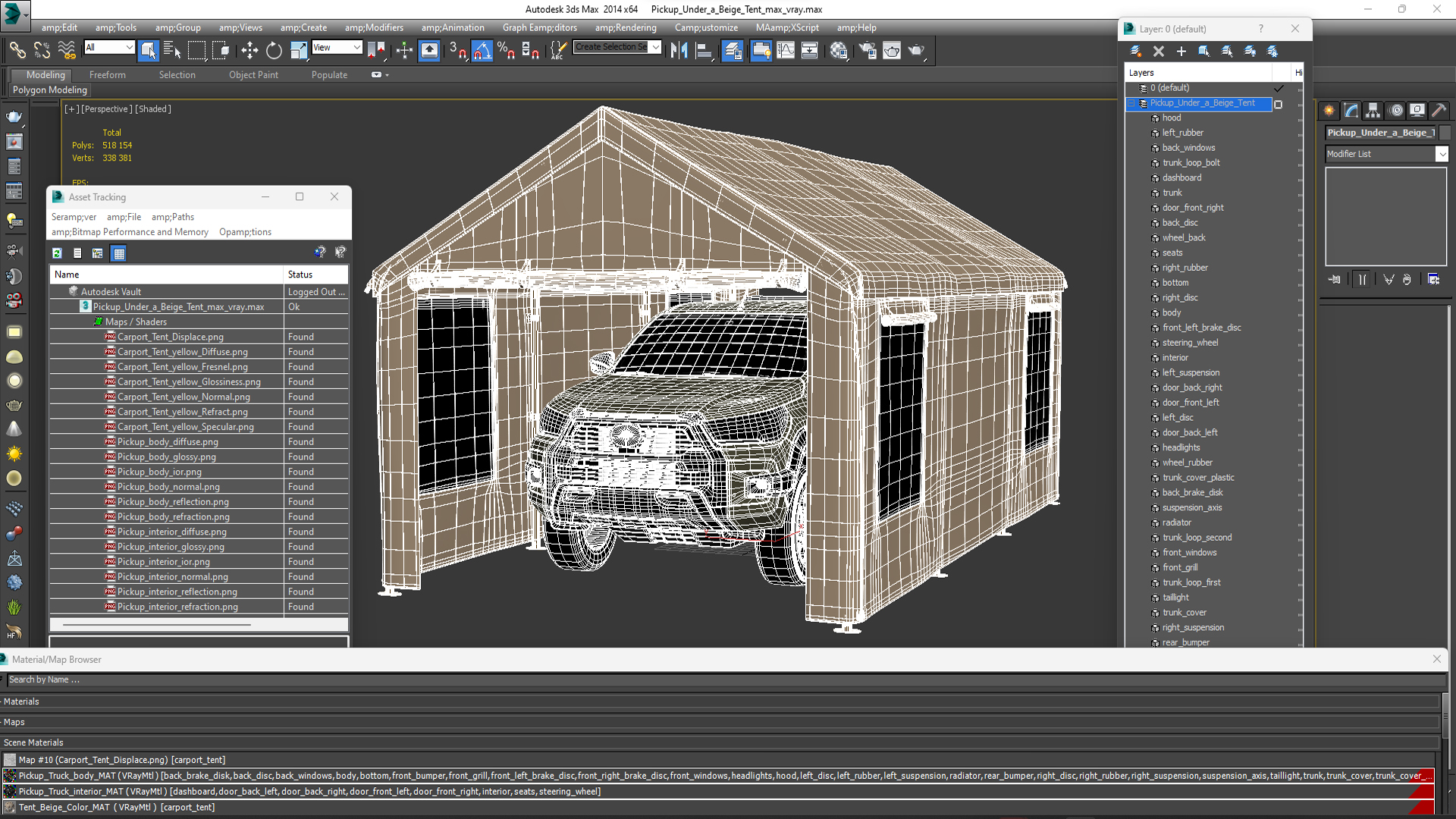 3D model Pickup Under a Beige Tent