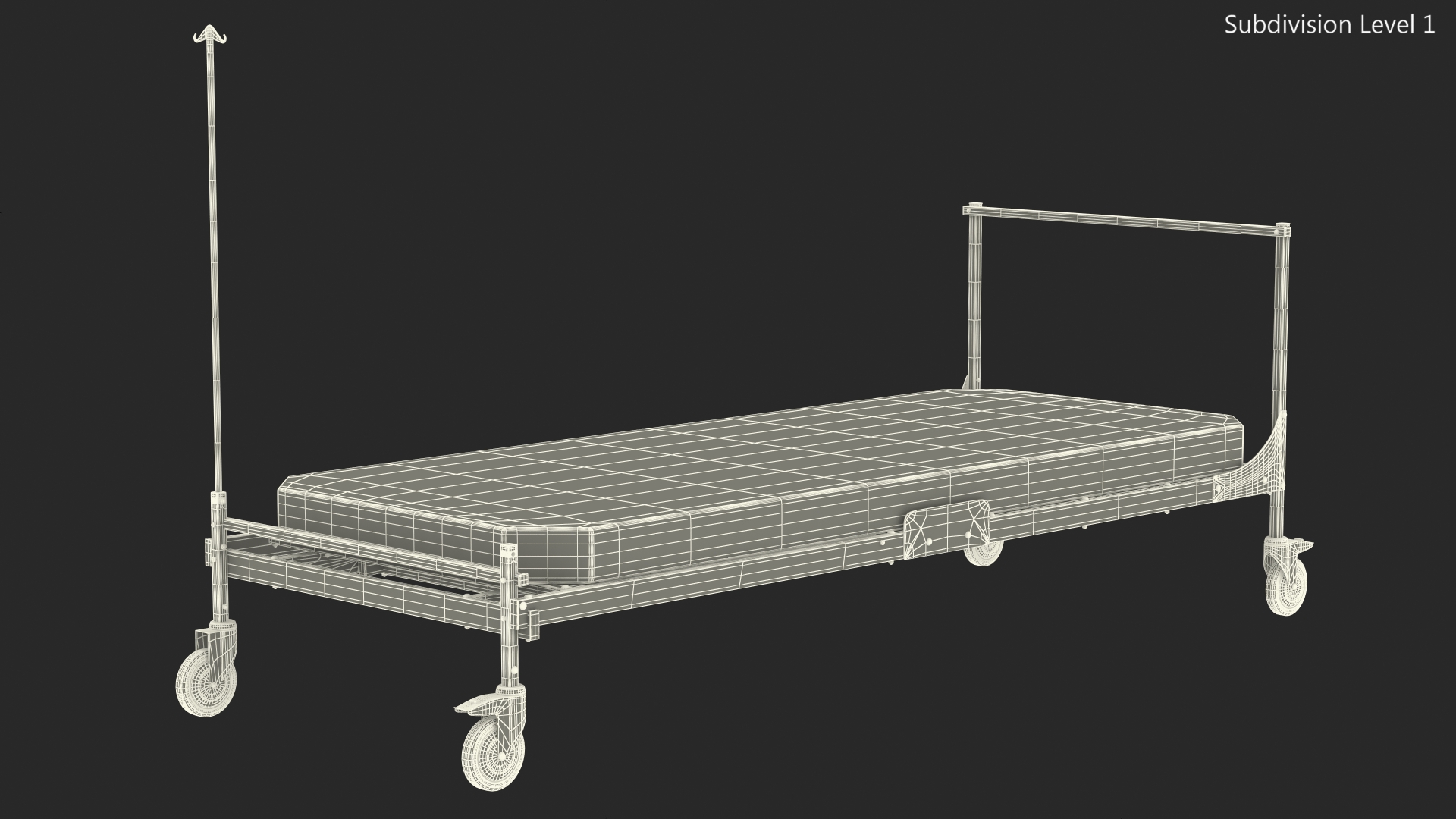 3D Hospital Bed with Mattress Flat