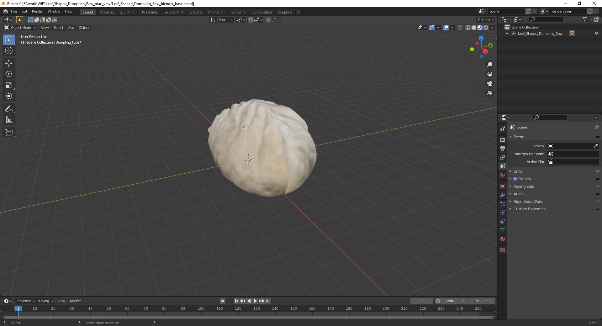 Leaf Shaped Dumpling Raw 3D model
