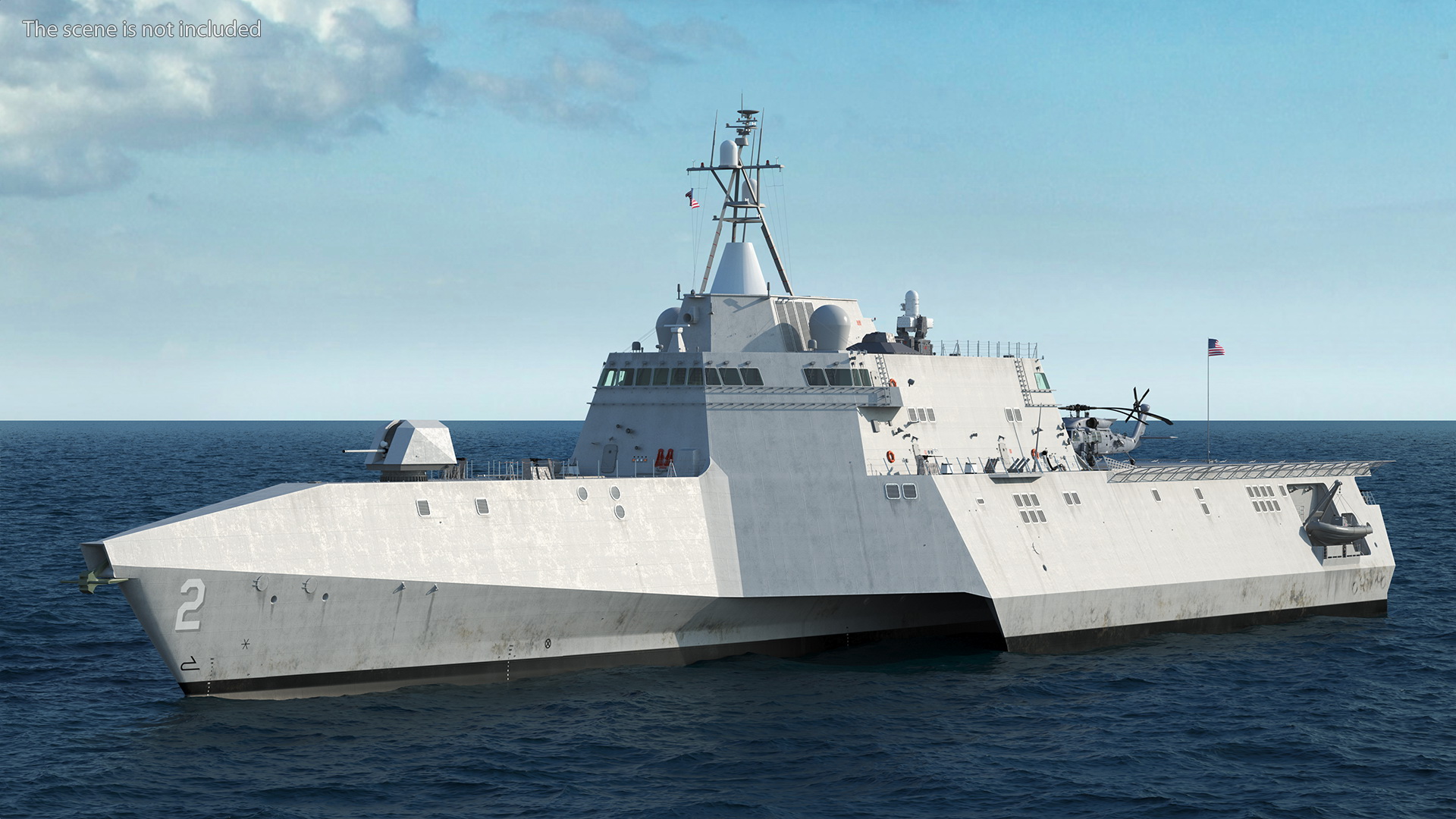 3D USS Independence LCS With Helicopter