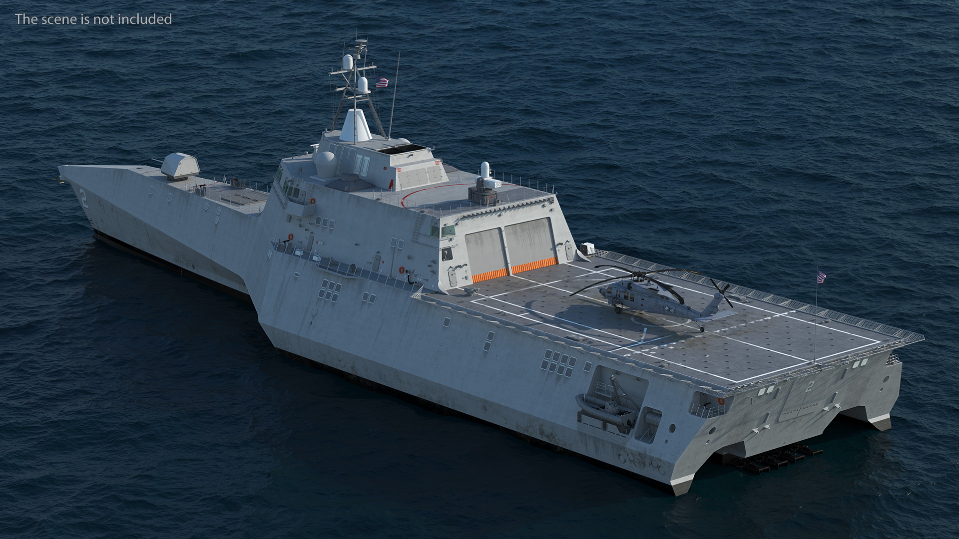 3D USS Independence LCS With Helicopter