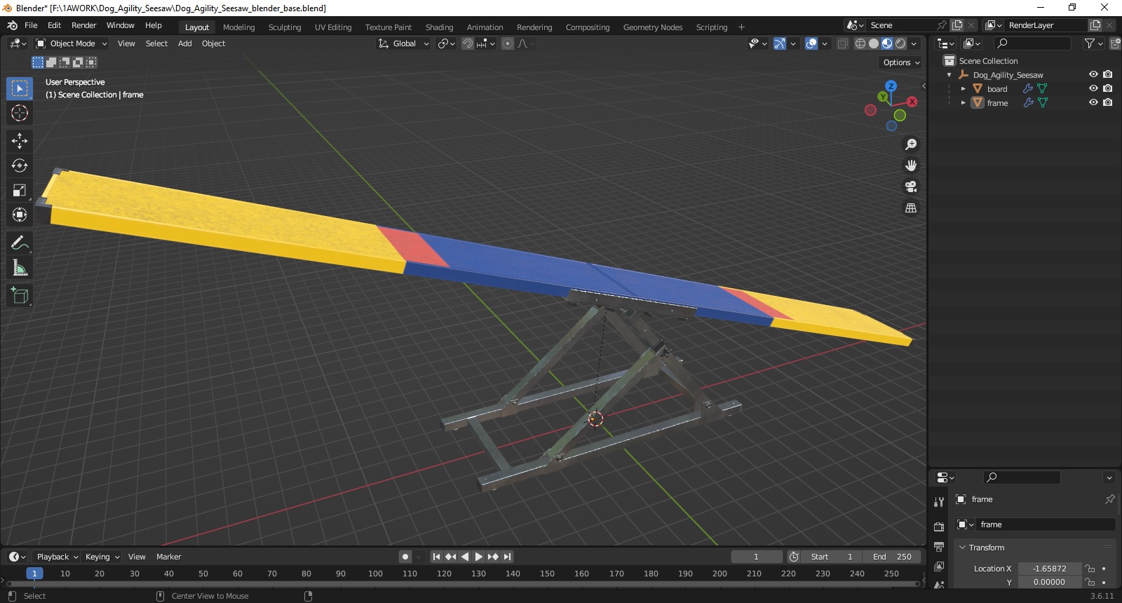 3D Dog Agility Seesaw model