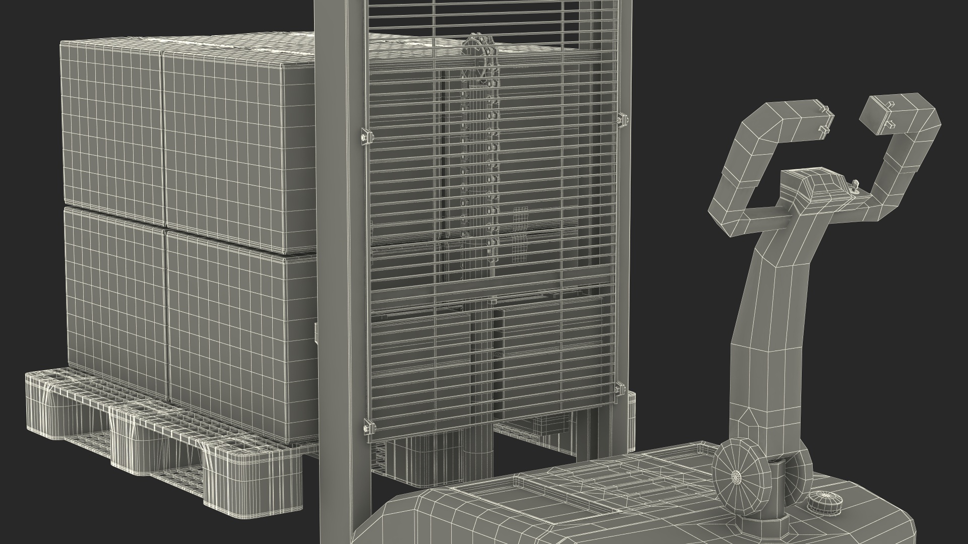 Red Powered Stacker with Stack of Boxes 3D model