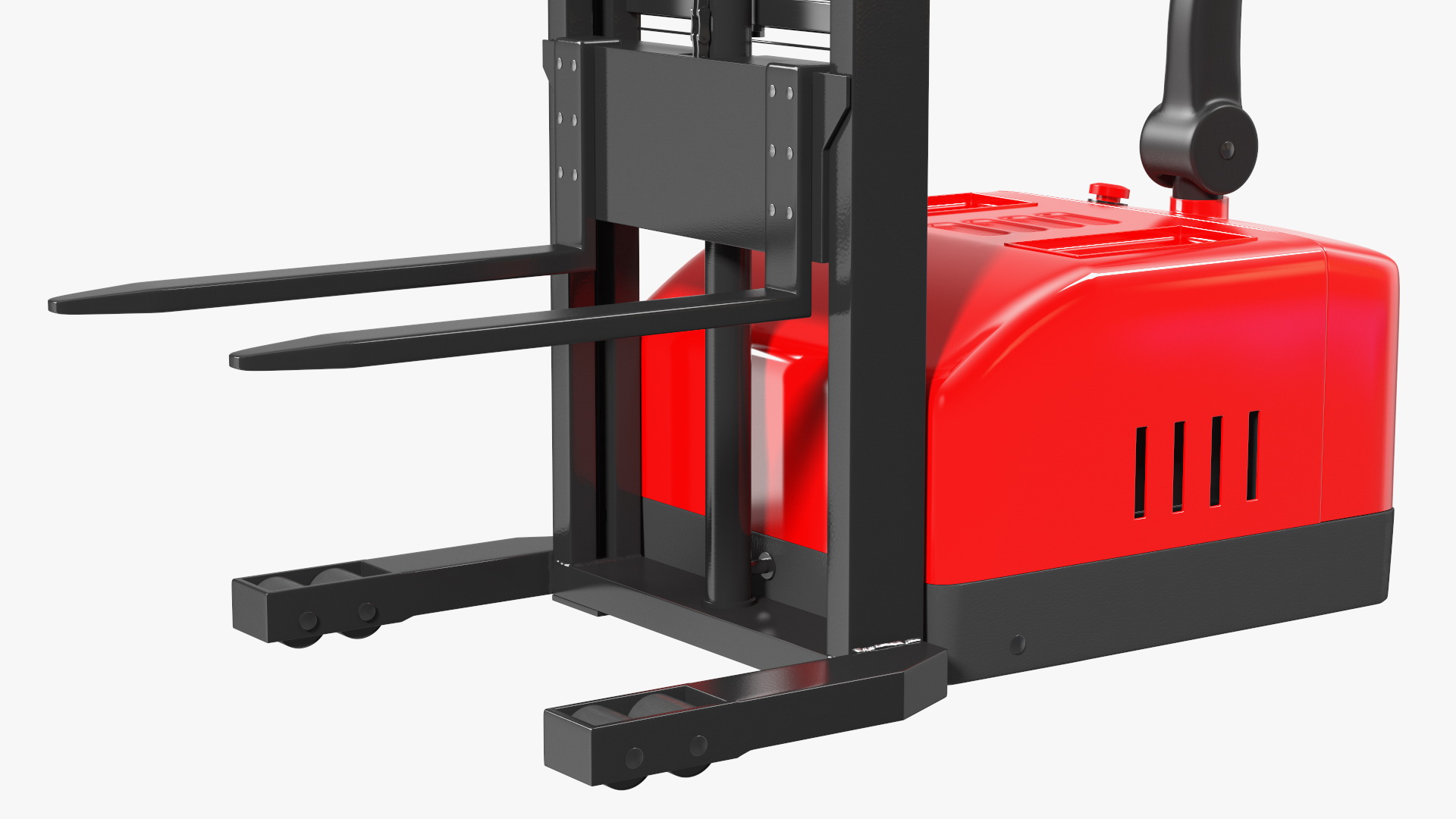 Red Powered Stacker with Stack of Boxes 3D model