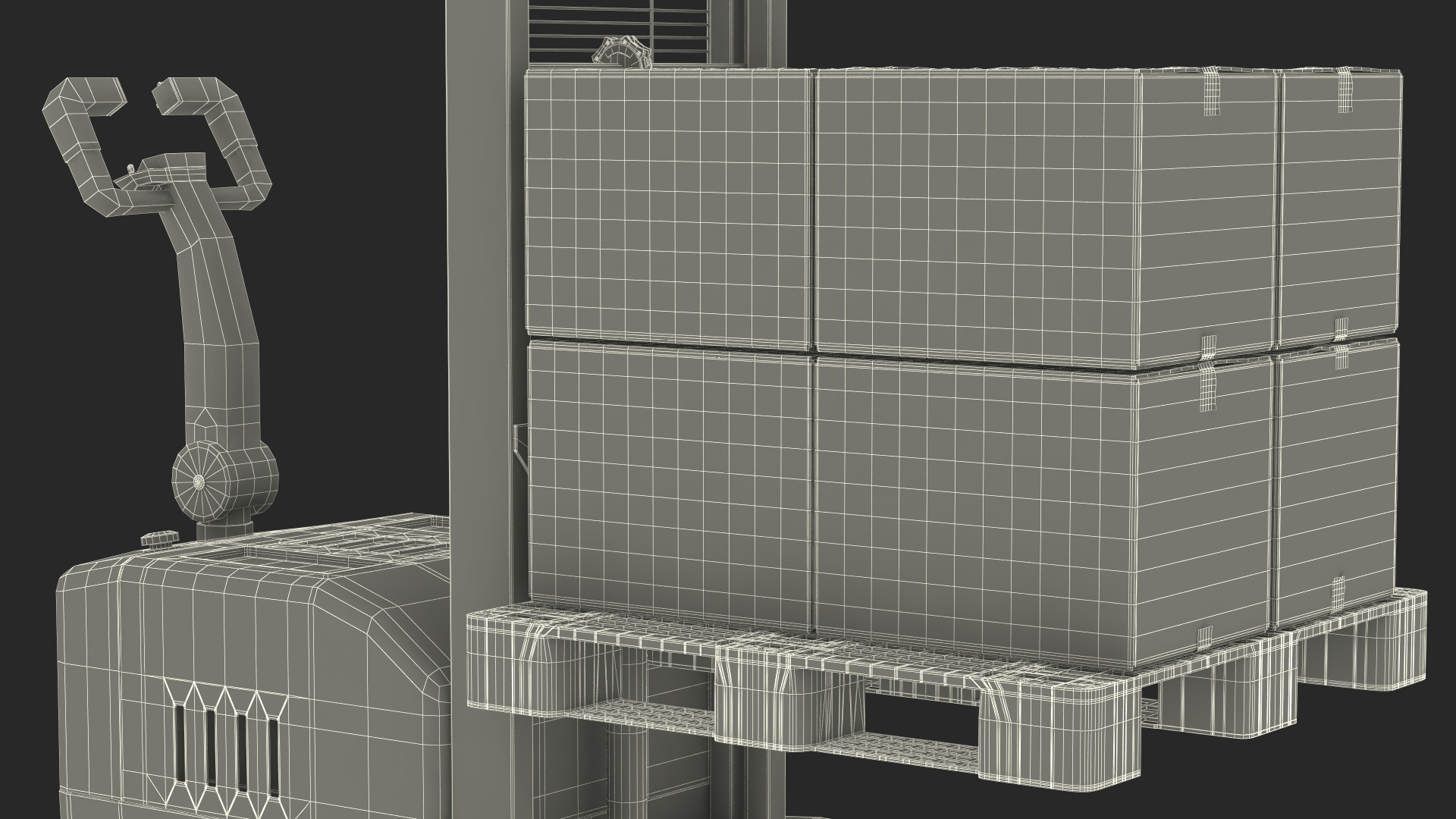 Red Powered Stacker with Stack of Boxes 3D model