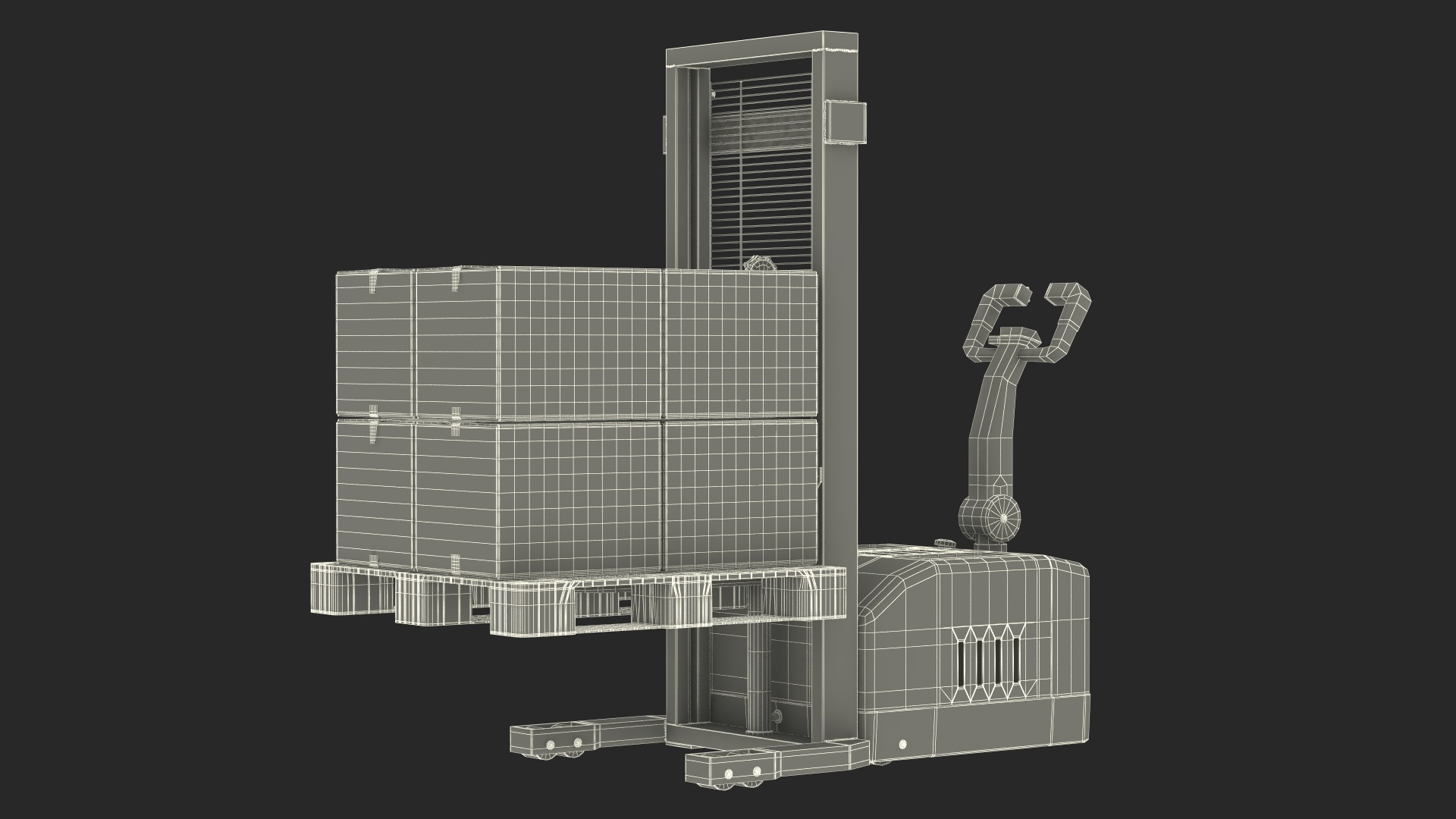 Red Powered Stacker with Stack of Boxes 3D model