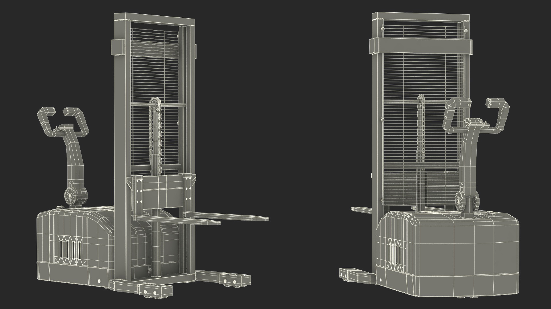 Red Powered Stacker with Stack of Boxes 3D model