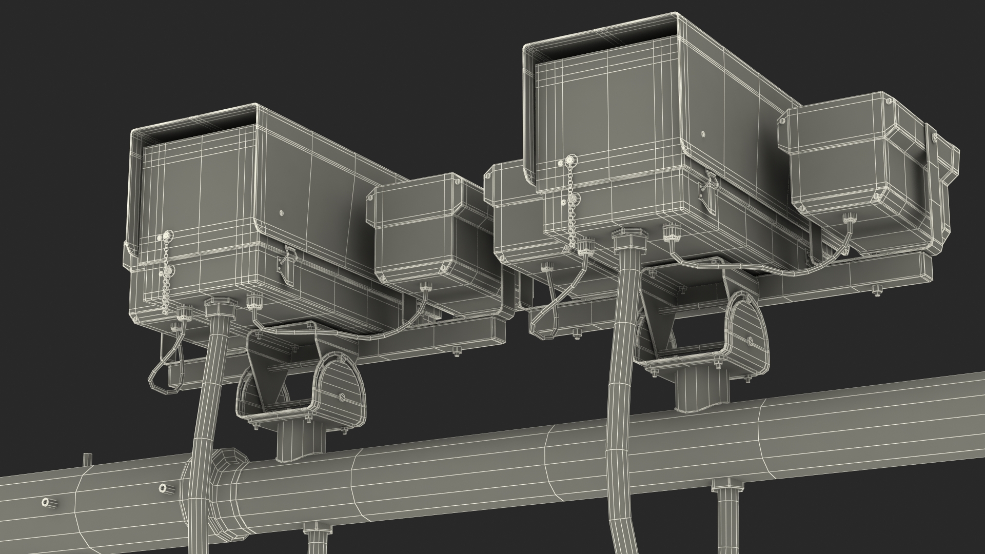 Average Speed Cameras Mounted on Pole 3D
