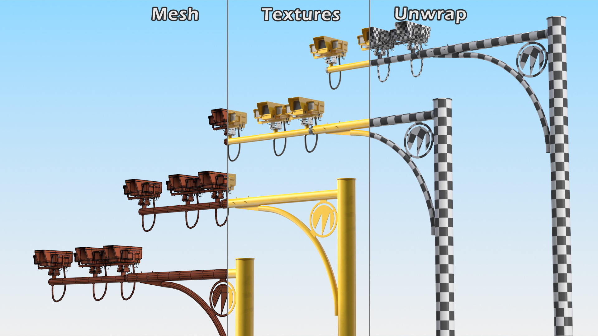 Average Speed Cameras Mounted on Pole 3D