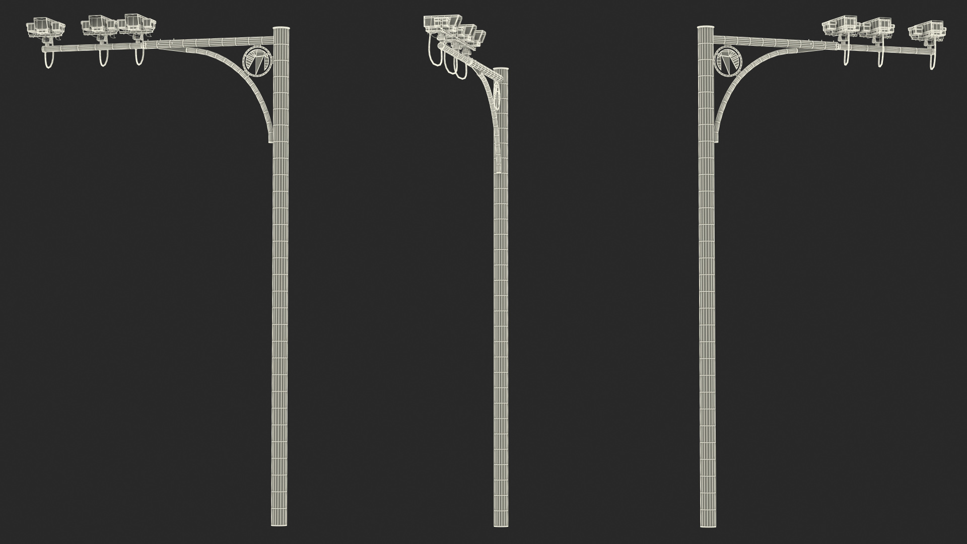 Average Speed Cameras Mounted on Pole 3D