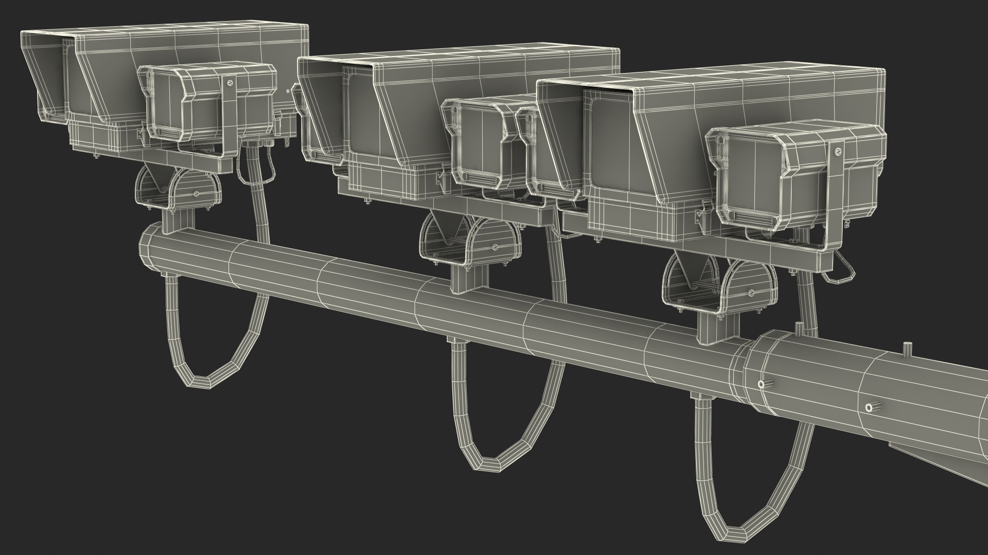Average Speed Cameras Mounted on Pole 3D