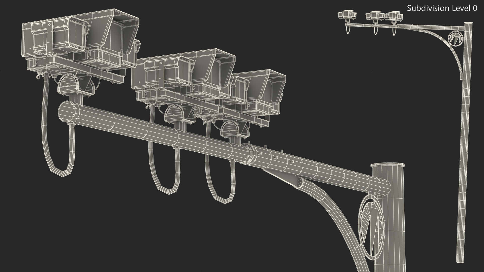 Average Speed Cameras Mounted on Pole 3D