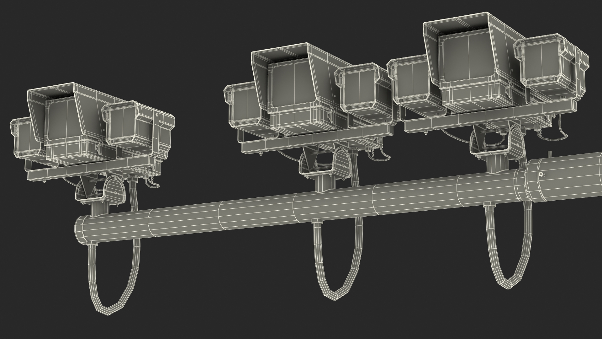 Average Speed Cameras Mounted on Pole 3D