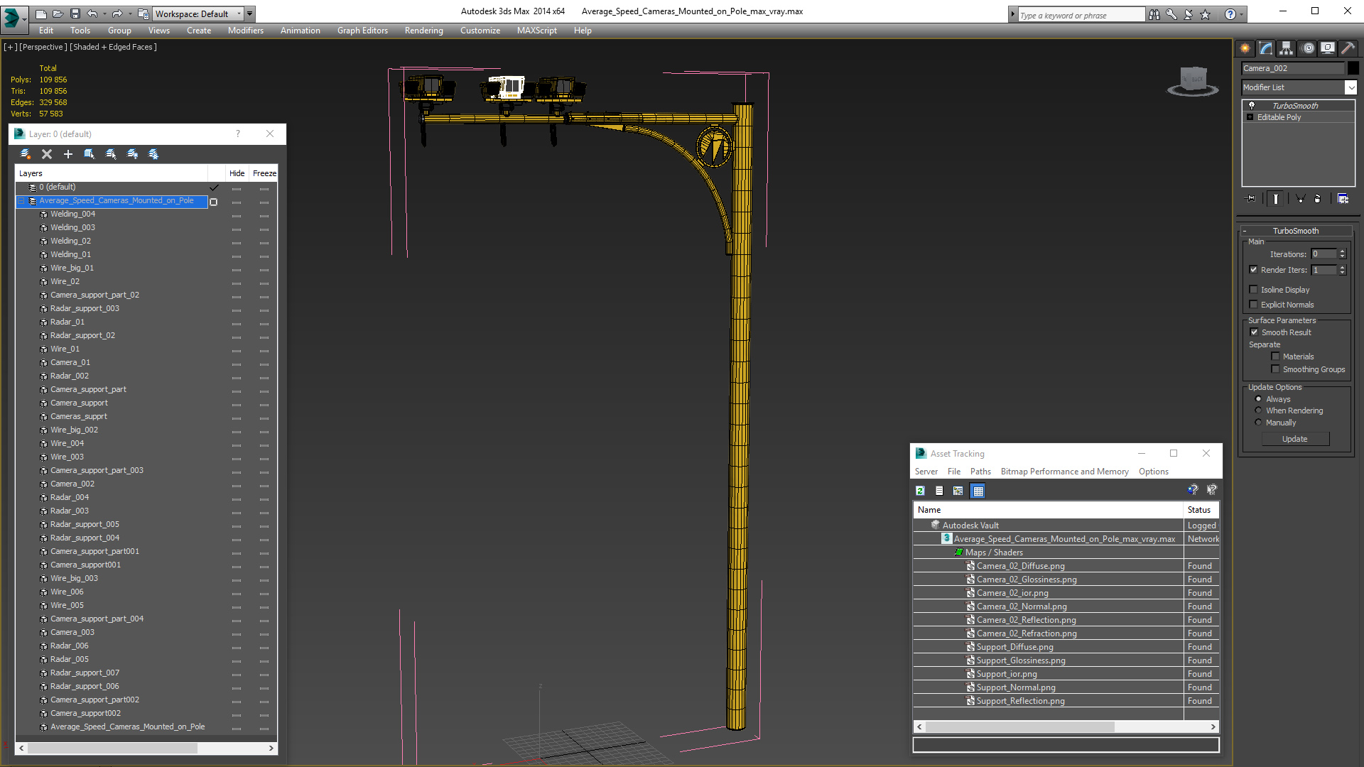 Average Speed Cameras Mounted on Pole 3D