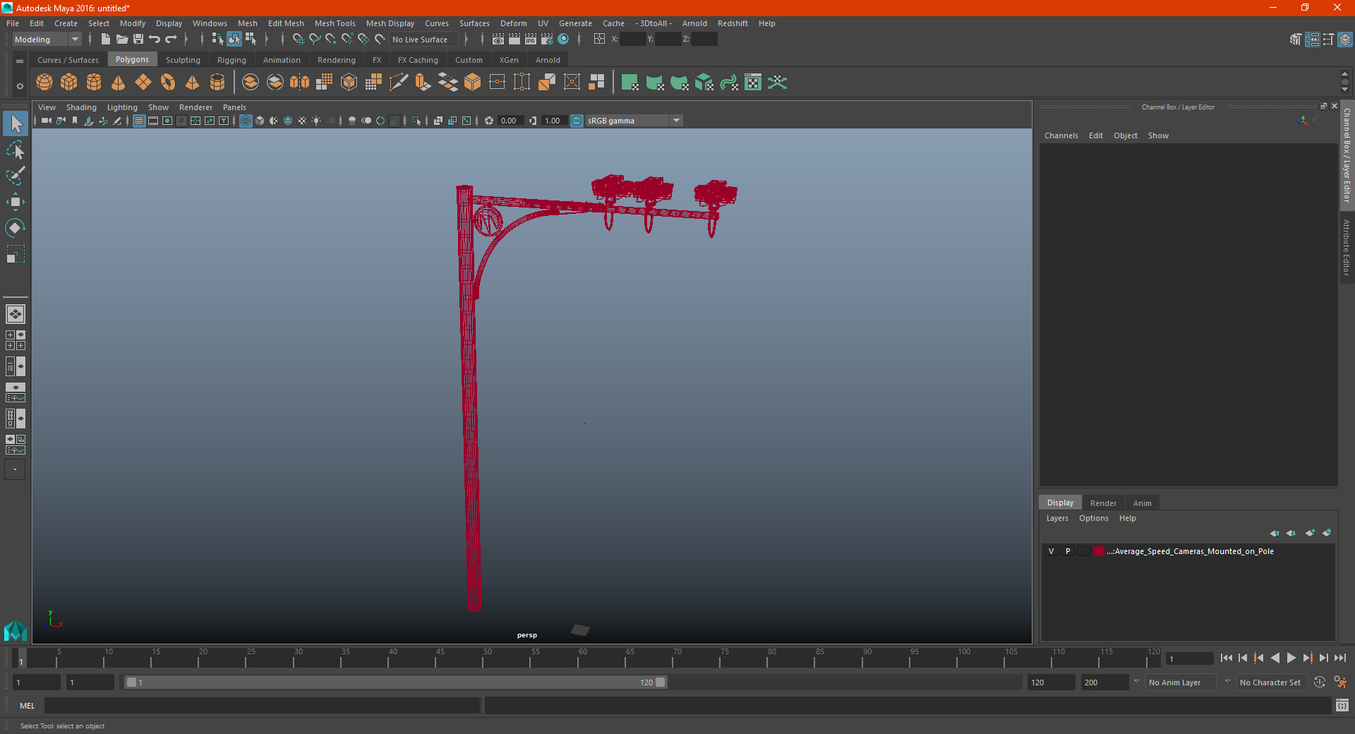 Average Speed Cameras Mounted on Pole 3D