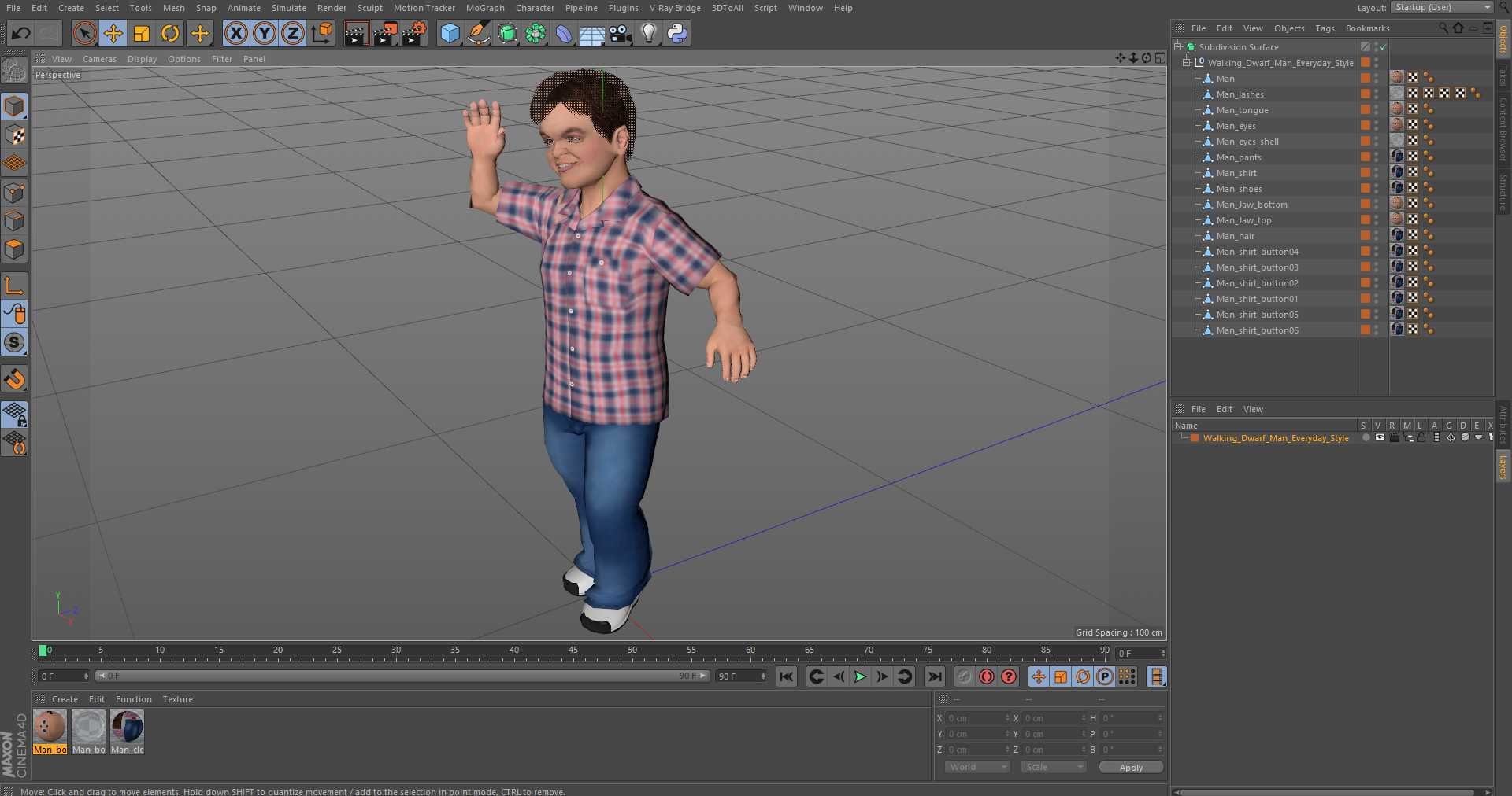 Walking Dwarf Man Everyday Style 3D