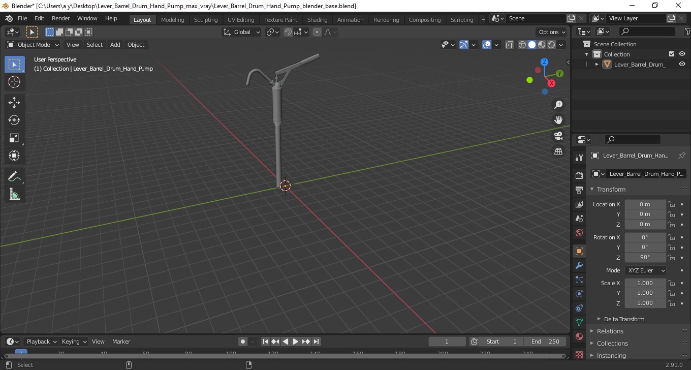 Lever Barrel Drum Hand Pump 3D