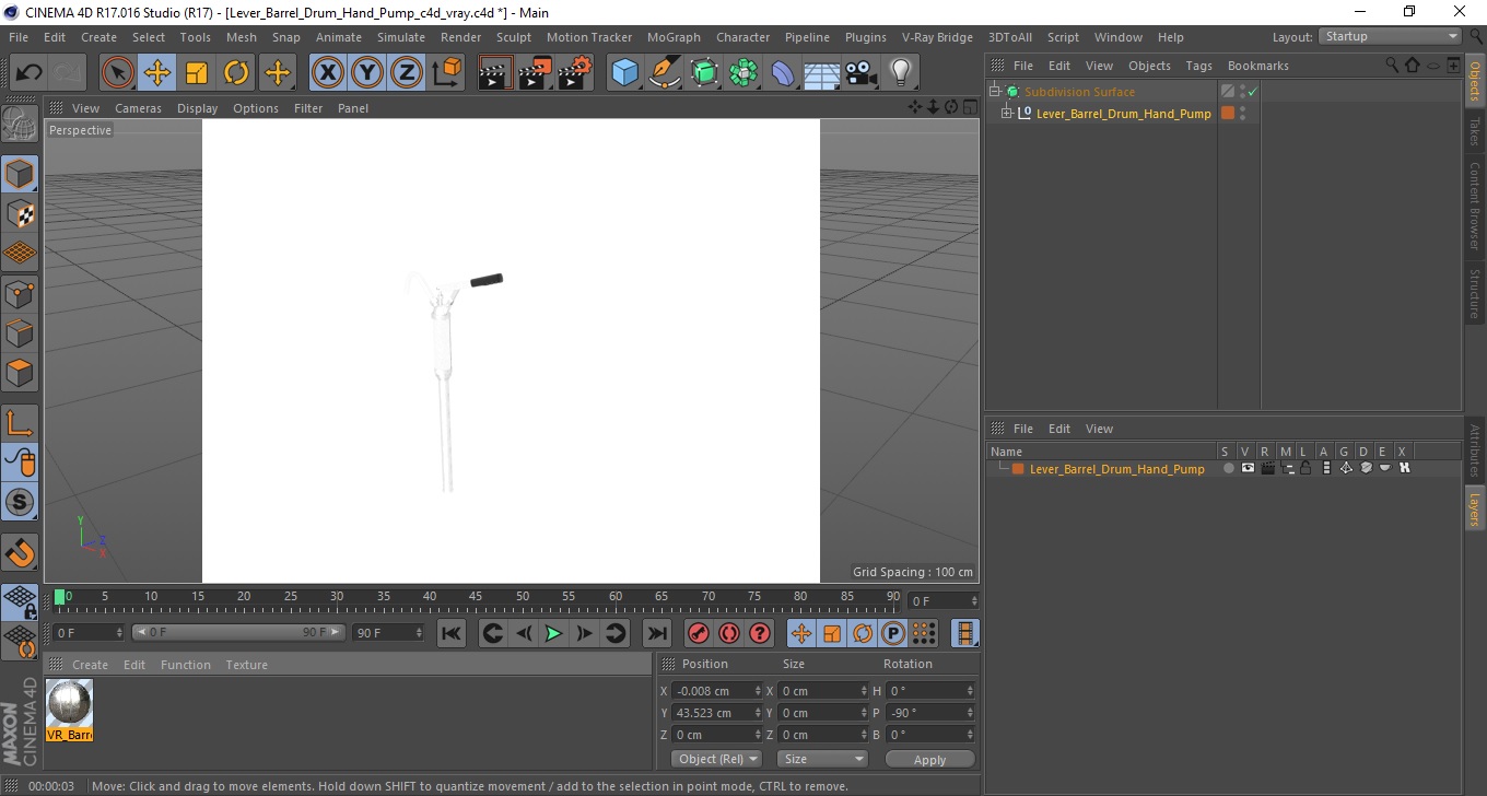 Lever Barrel Drum Hand Pump 3D