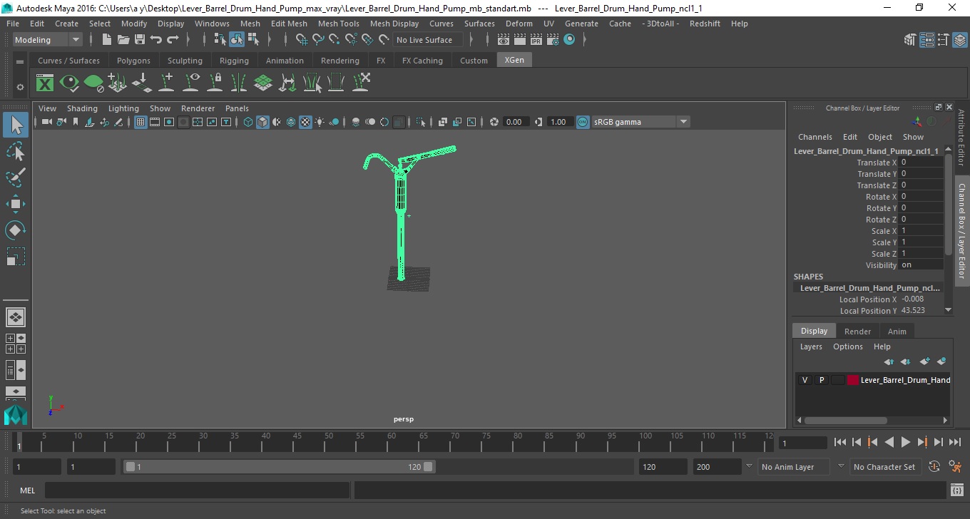 Lever Barrel Drum Hand Pump 3D