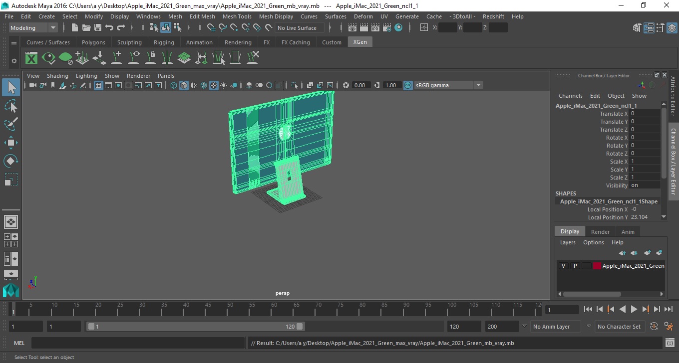 3D Apple iMac 2021 Green