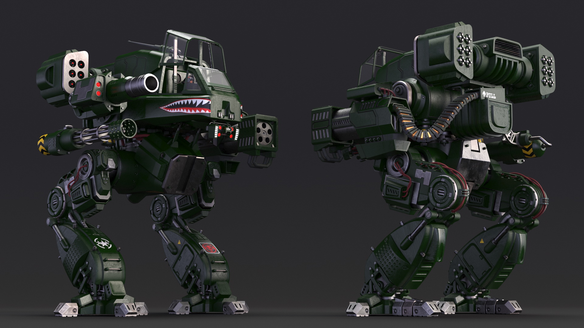 Fantastic Combat Robot Dark Green with Pilot 3D model