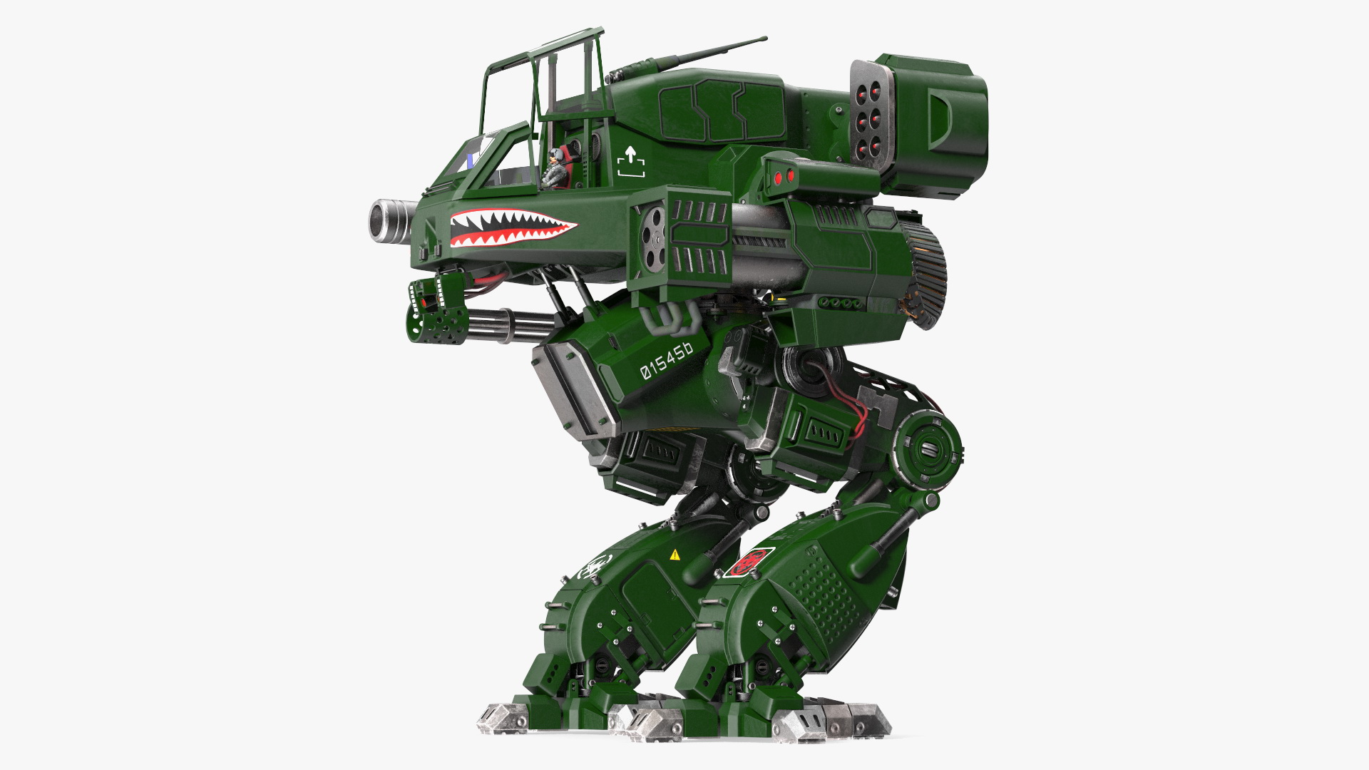 Fantastic Combat Robot Dark Green with Pilot 3D model