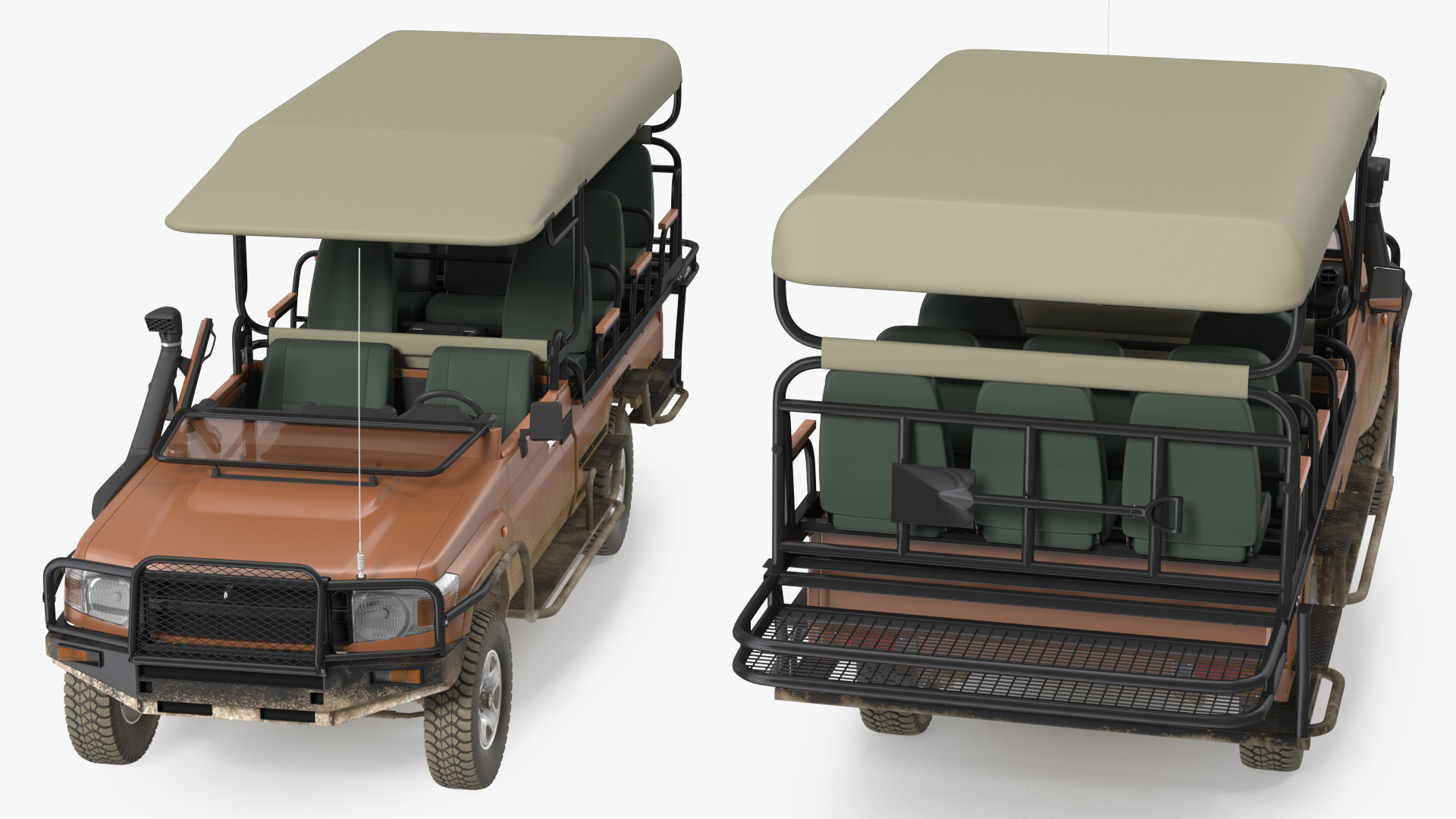 3D Safari Open Sided 4x4 Vehicle Rigged