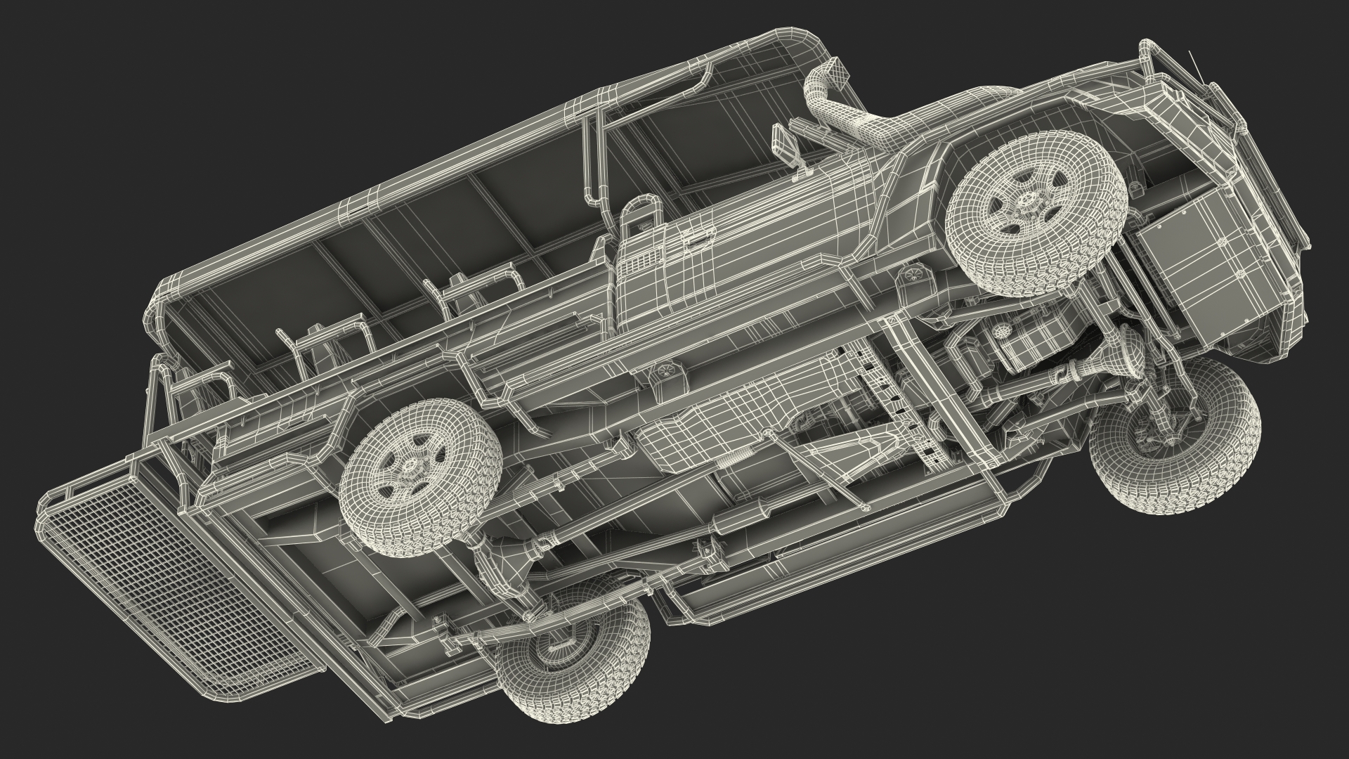 3D Safari Open Sided 4x4 Vehicle Rigged