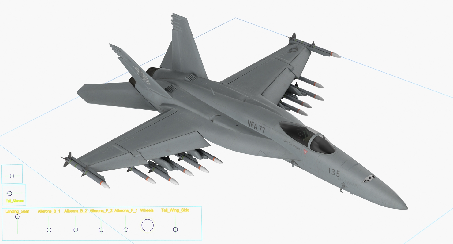 3D model Fighter FA 18EF Super Hornet Rigged