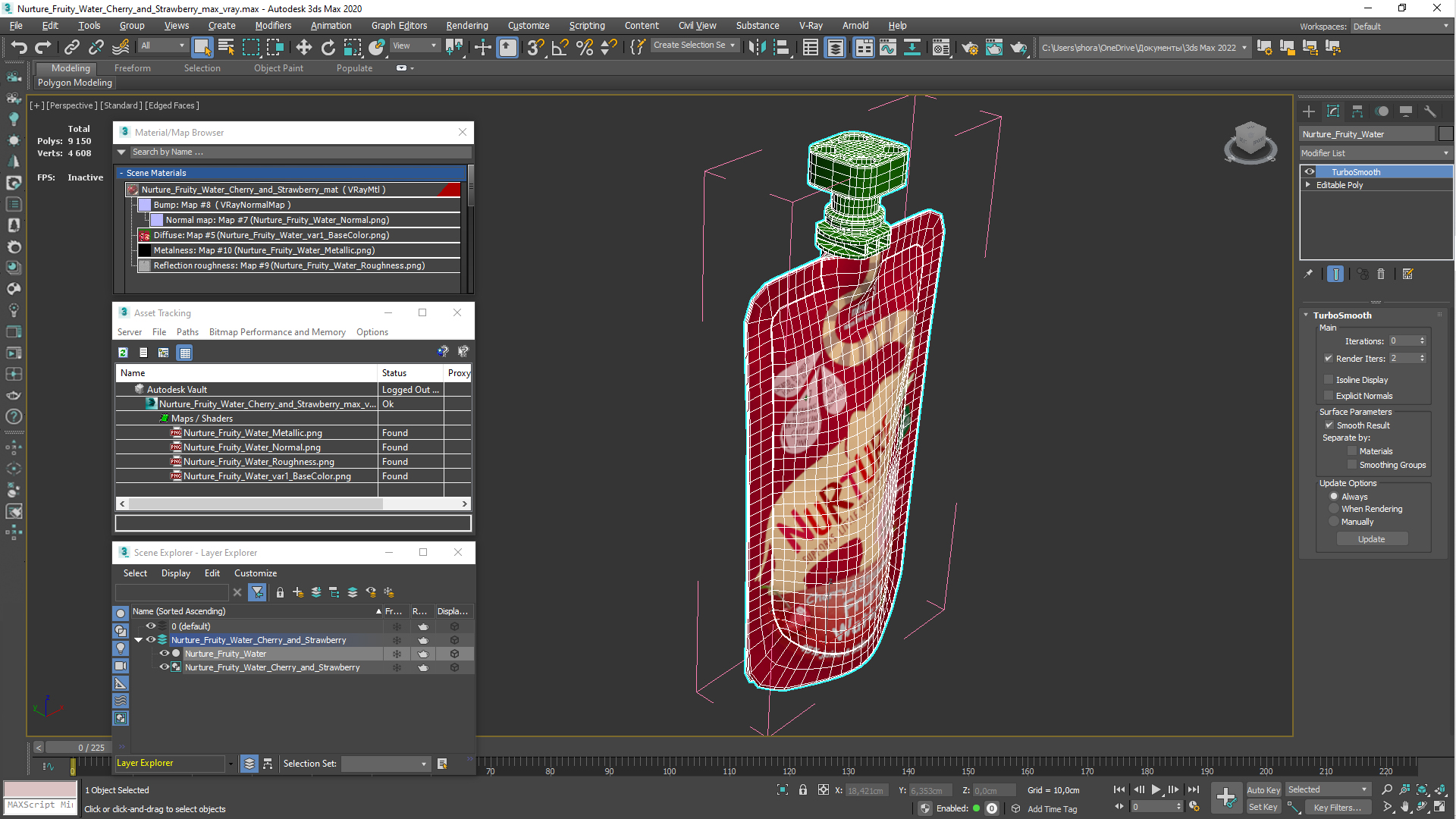 Nurture Fruity Water Cherry and Strawberry 3D