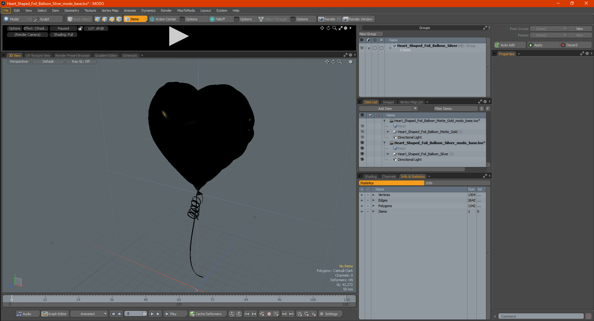 Heart Shaped Foil Balloon Silver 3D