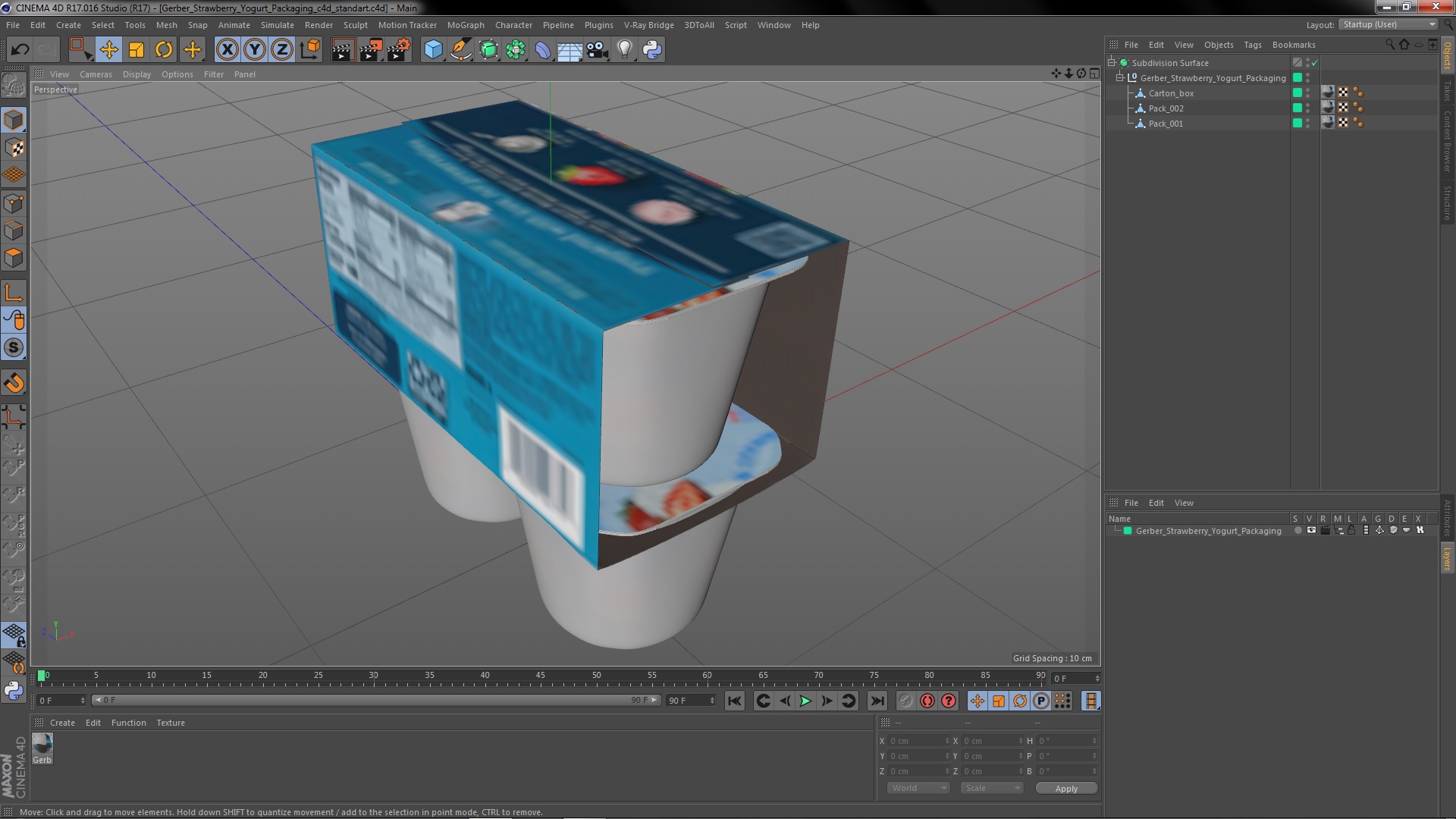 Gerber Strawberry Yogurt Packaging 3D model