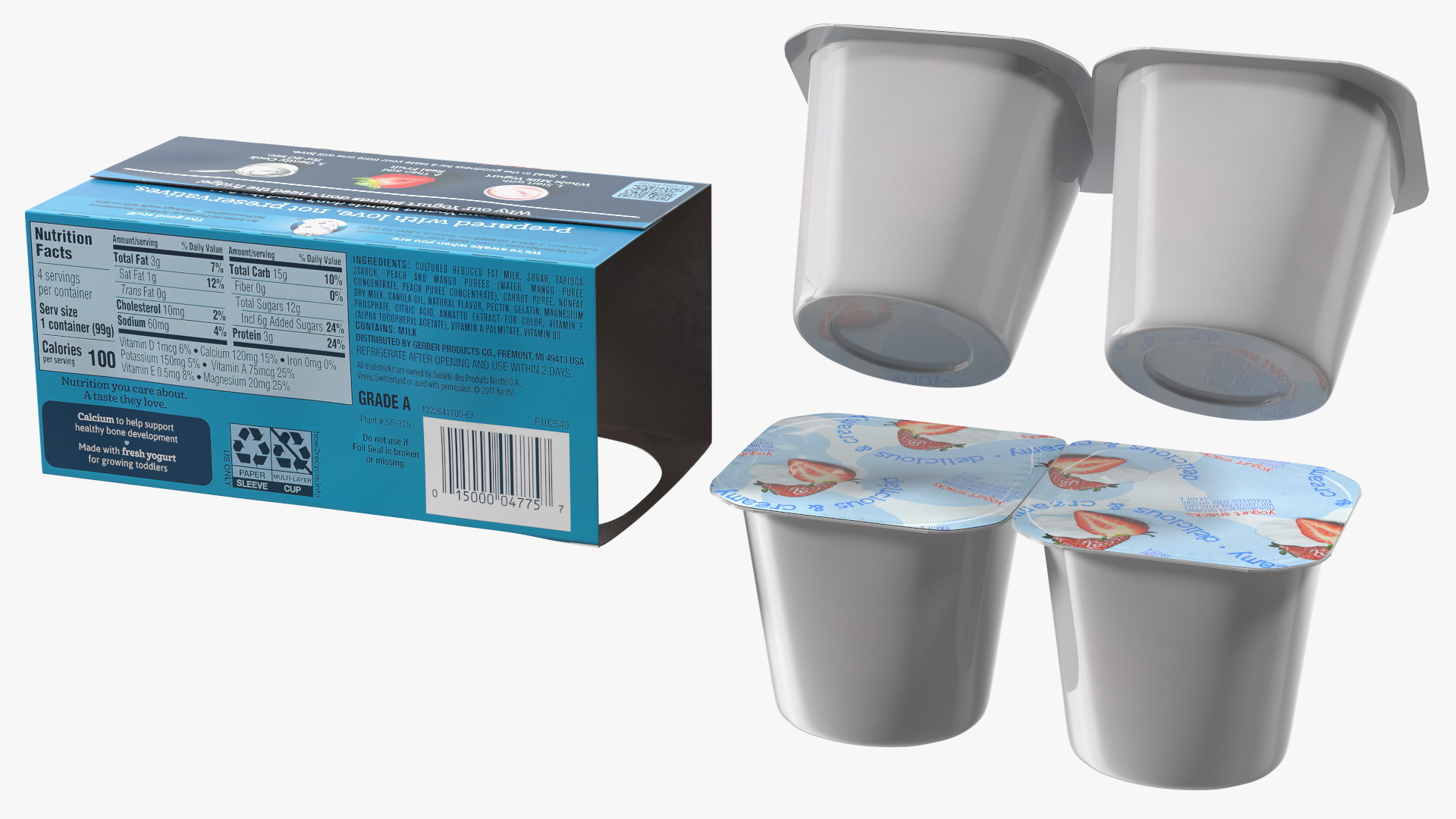 Gerber Strawberry Yogurt Packaging 3D model