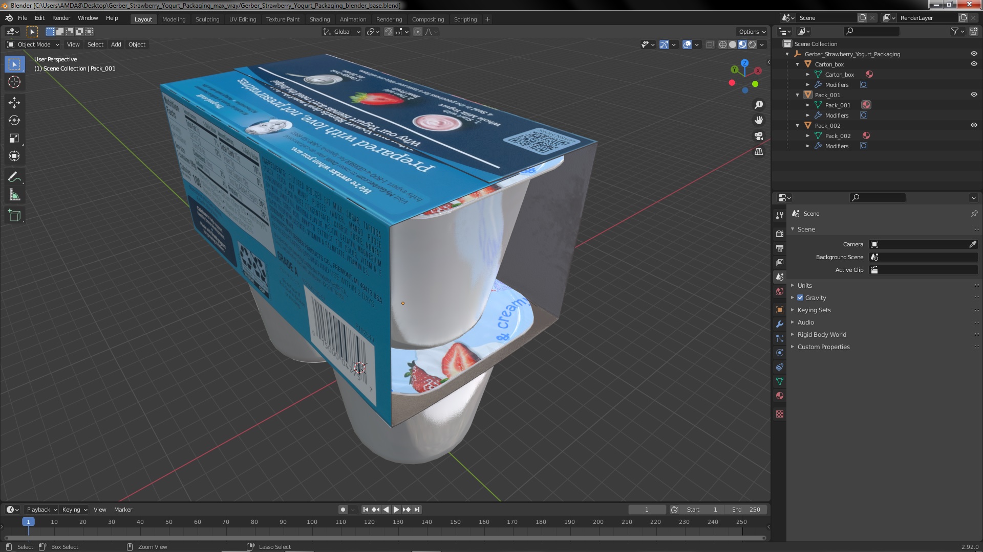 Gerber Strawberry Yogurt Packaging 3D model