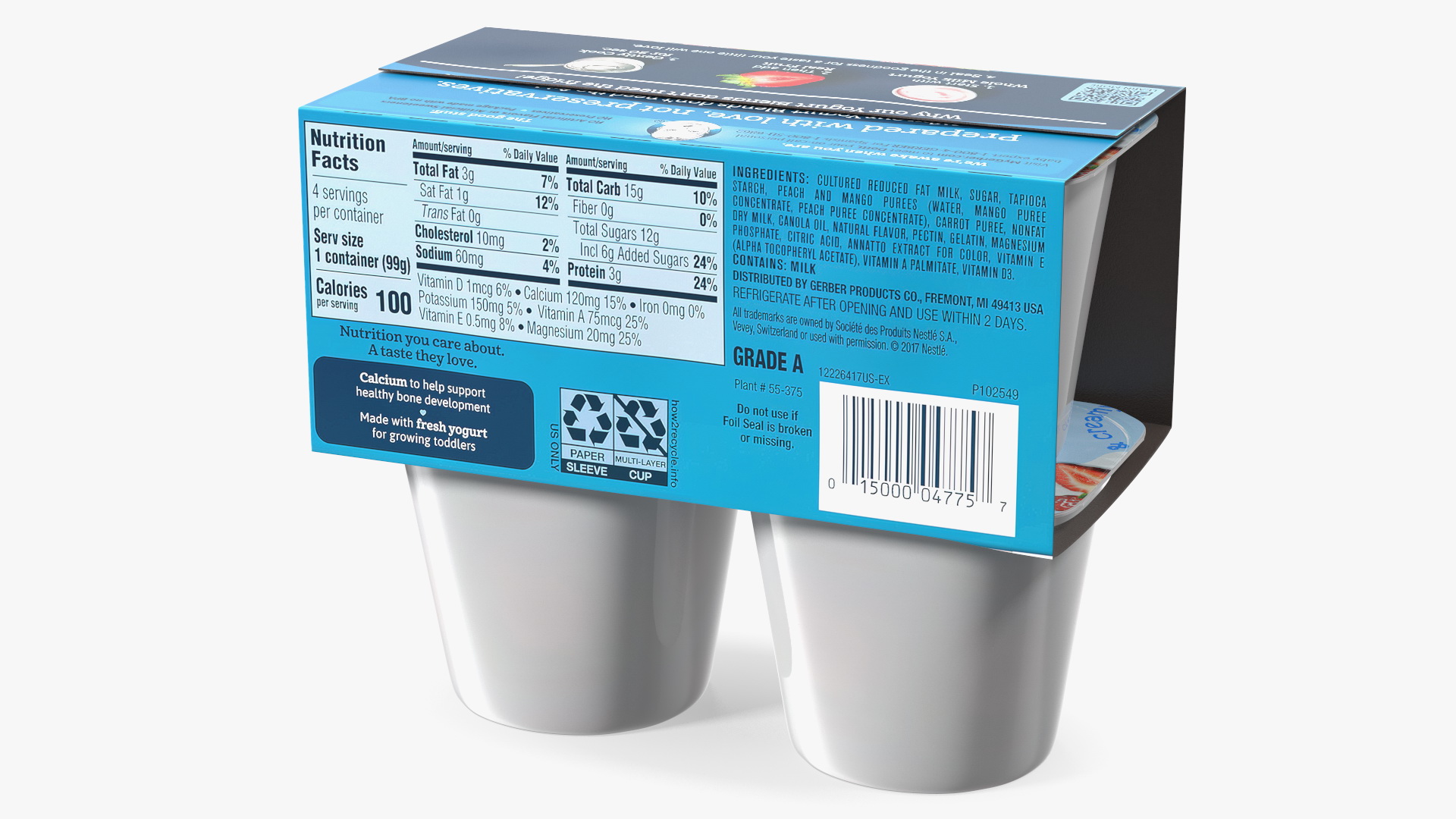 Gerber Strawberry Yogurt Packaging 3D model