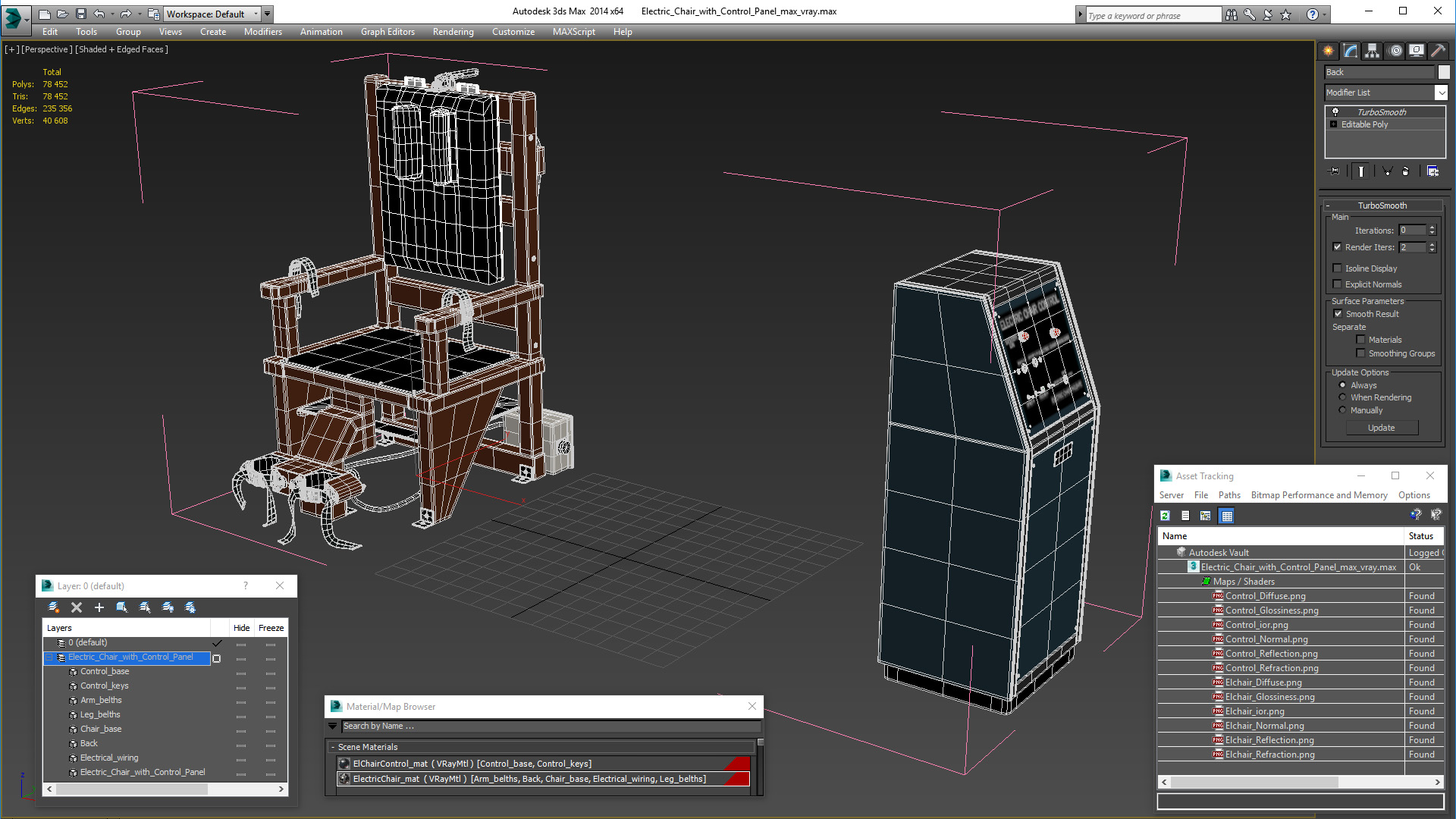 3D Electric Chair with Control Panel model