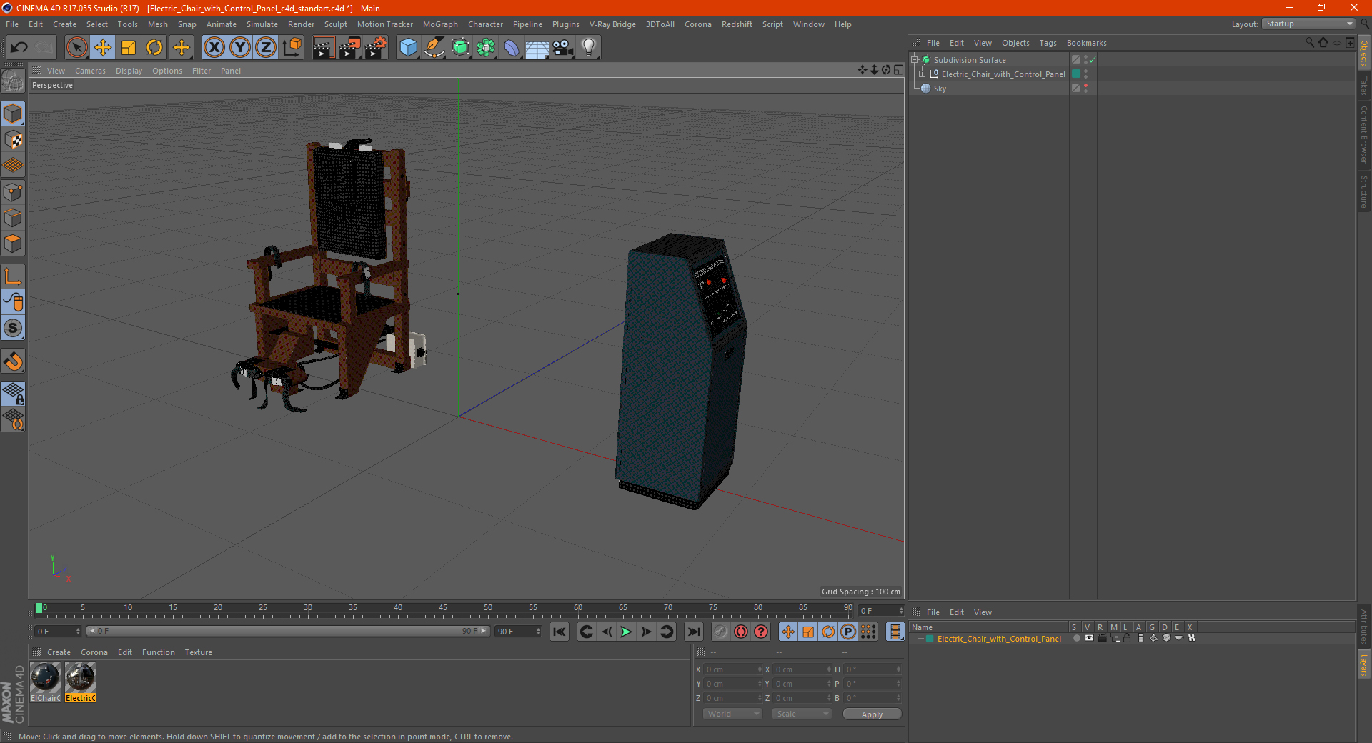 3D Electric Chair with Control Panel model