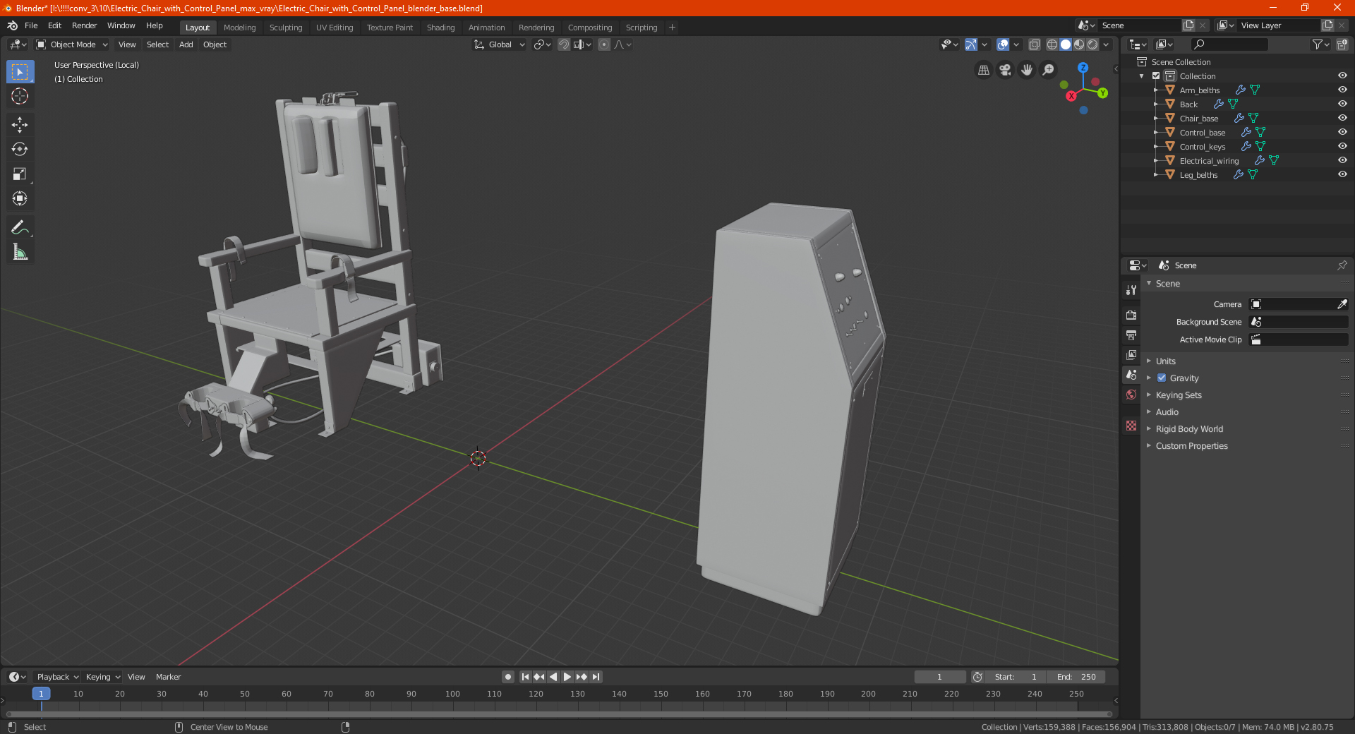 3D Electric Chair with Control Panel model