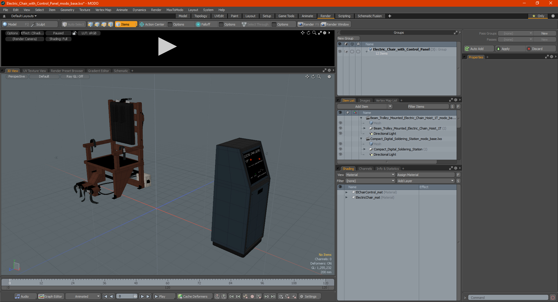 3D Electric Chair with Control Panel model