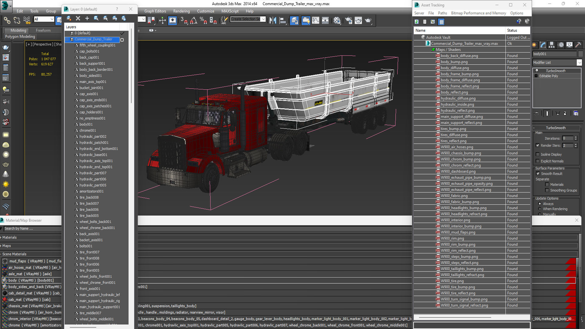 3D Commercial Dump Trailer model